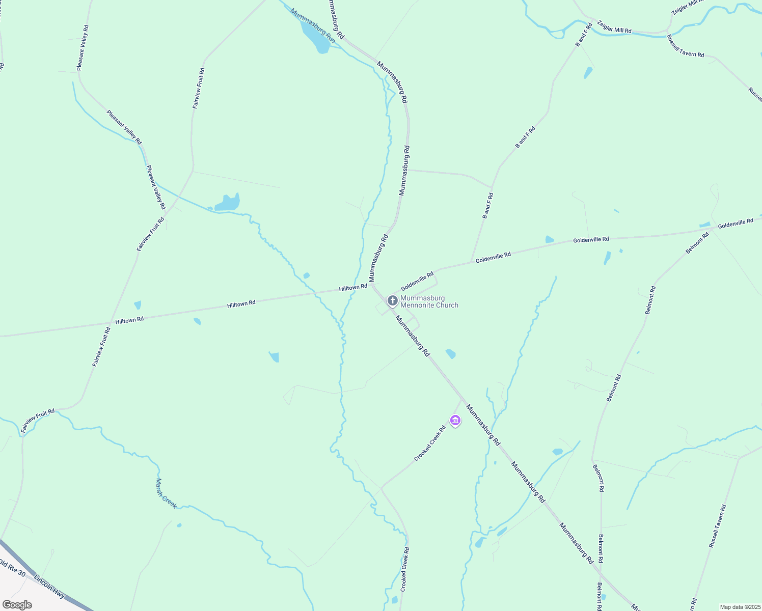 map of restaurants, bars, coffee shops, grocery stores, and more near 2572 Mummasburg Road in Gettysburg