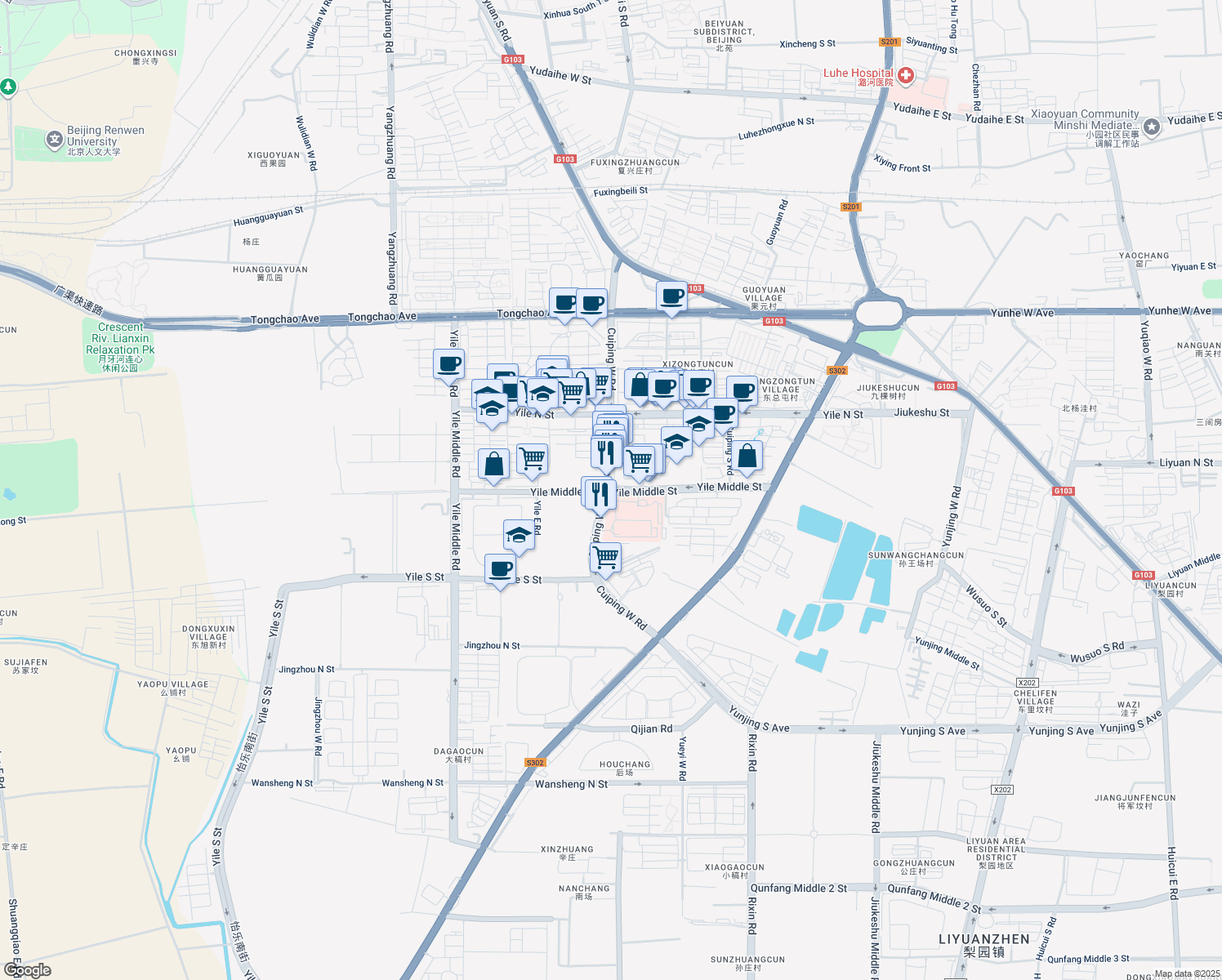 map of restaurants, bars, coffee shops, grocery stores, and more near in 