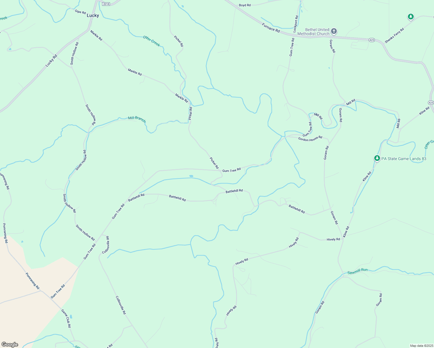 map of restaurants, bars, coffee shops, grocery stores, and more near 11421 Gum Tree Road in Brogue