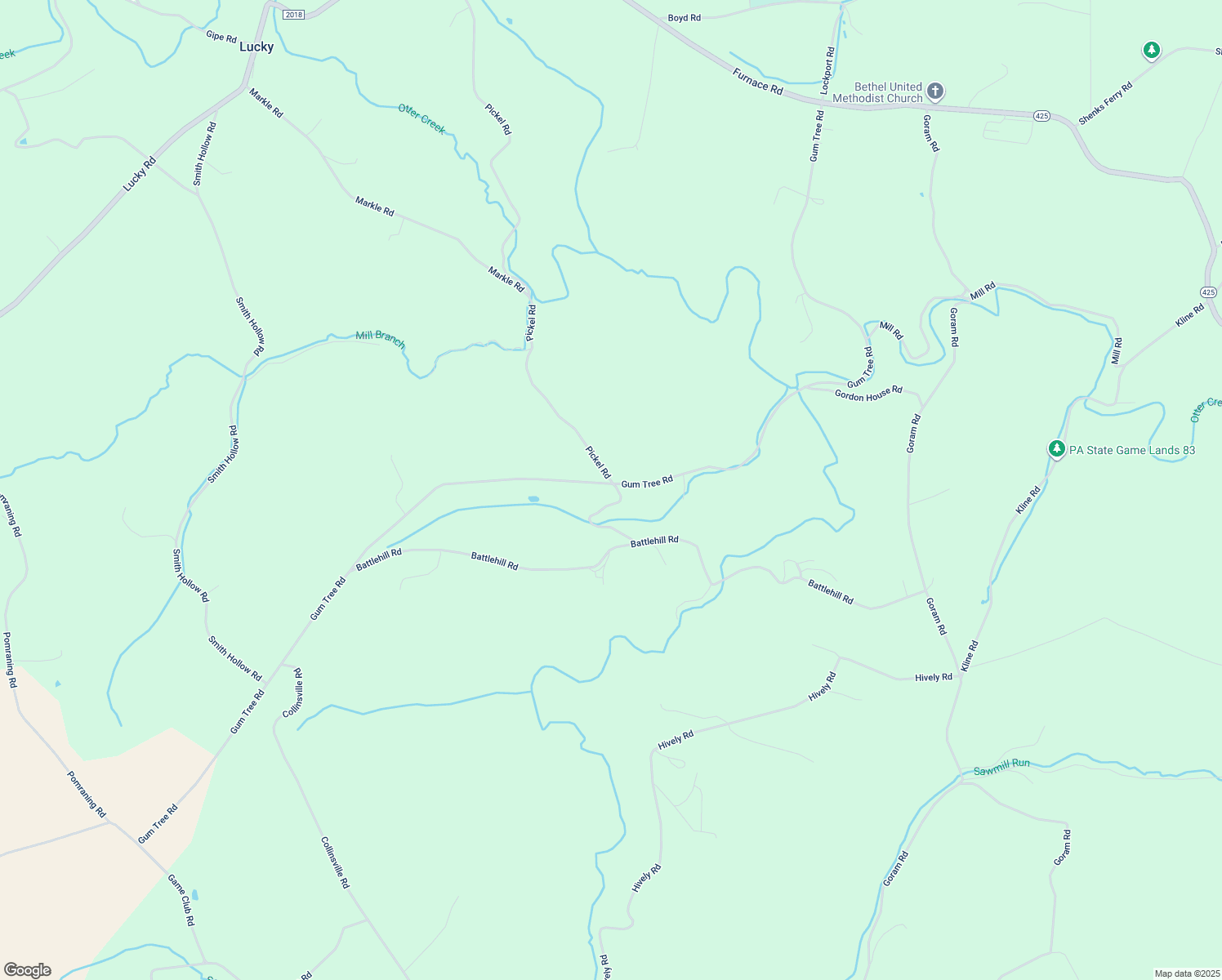 map of restaurants, bars, coffee shops, grocery stores, and more near 11421 Gum Tree Road in Brogue