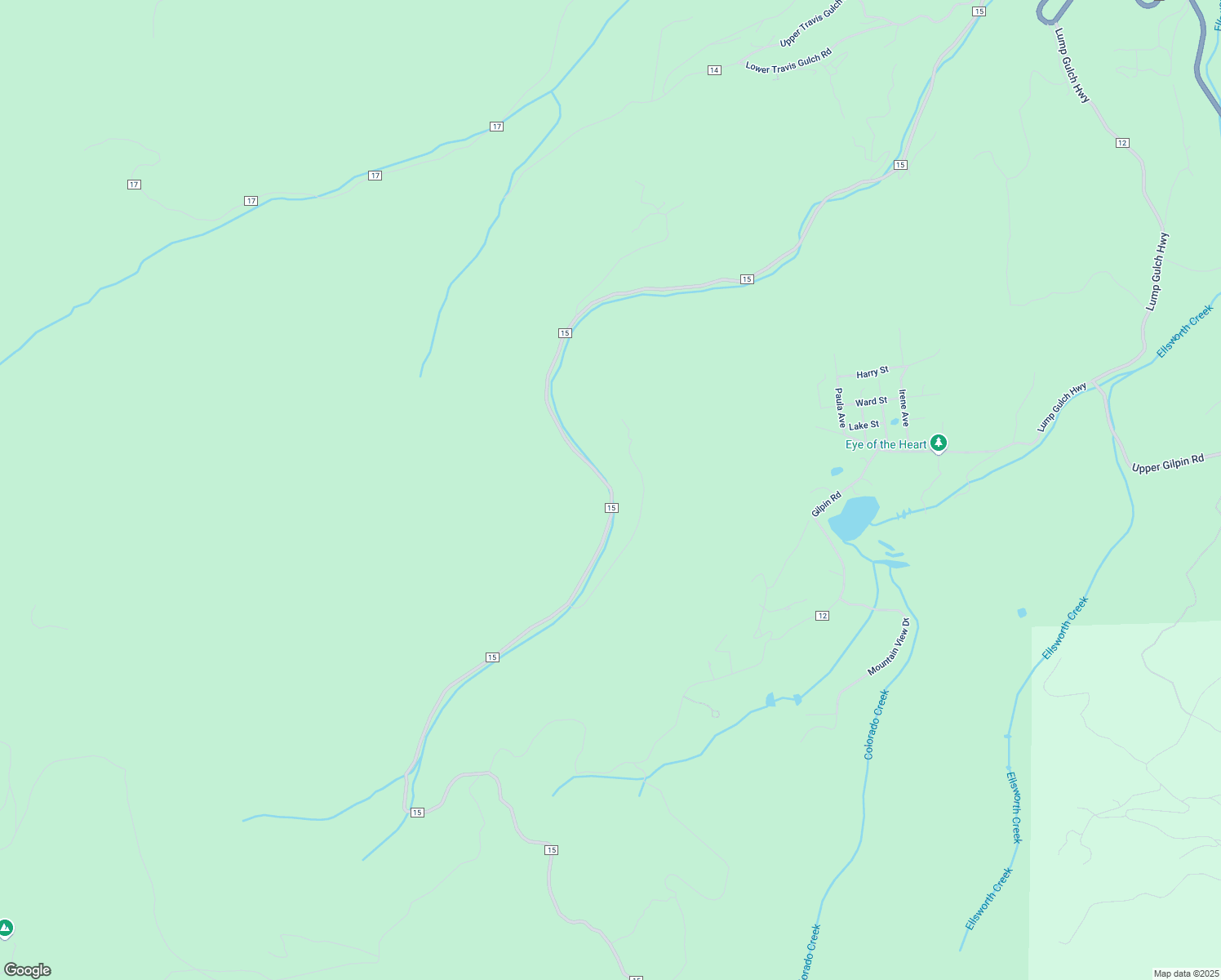 map of restaurants, bars, coffee shops, grocery stores, and more near County Road 15 in Gilpin County