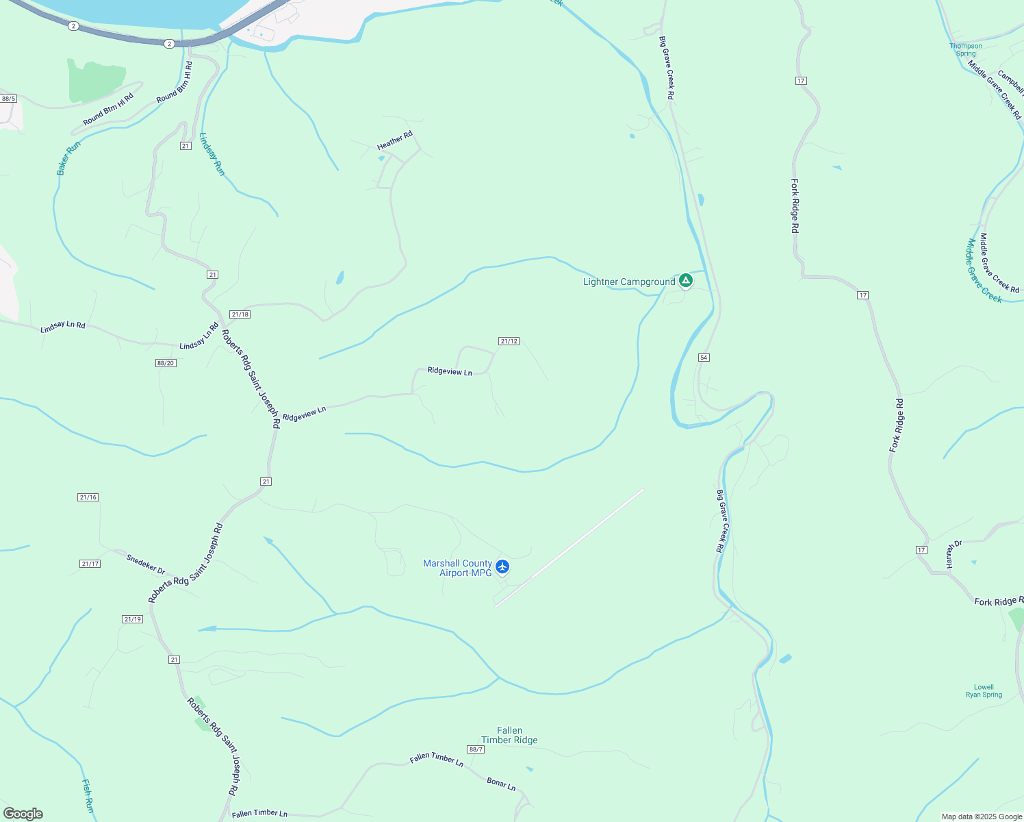map of restaurants, bars, coffee shops, grocery stores, and more near 1125 Ridgeview Lane in Moundsville