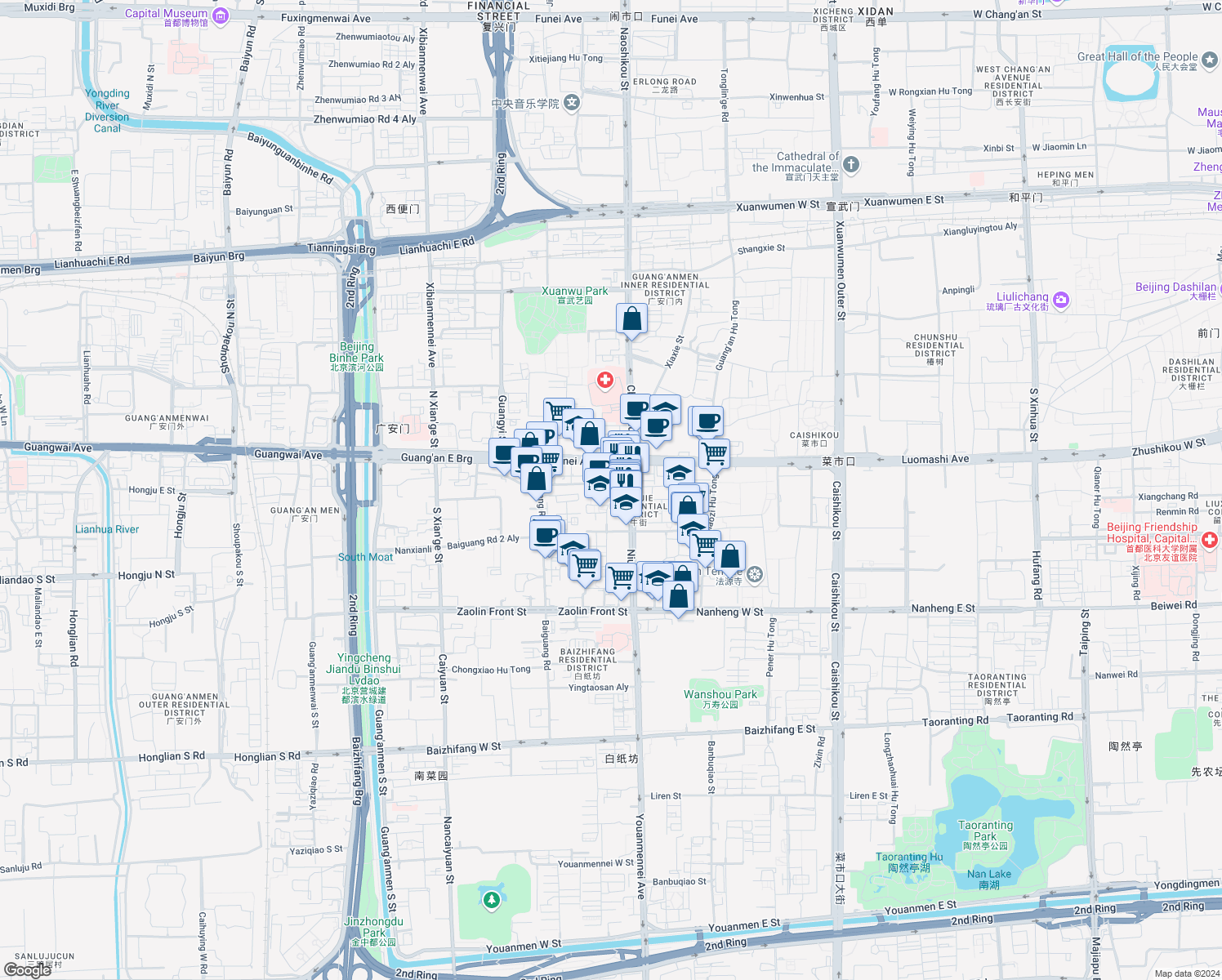 map of restaurants, bars, coffee shops, grocery stores, and more near in Beijing