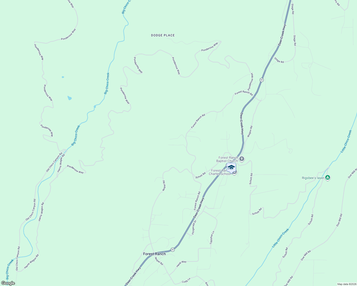 map of restaurants, bars, coffee shops, grocery stores, and more near 4715 Peregrine Road in Forest Ranch