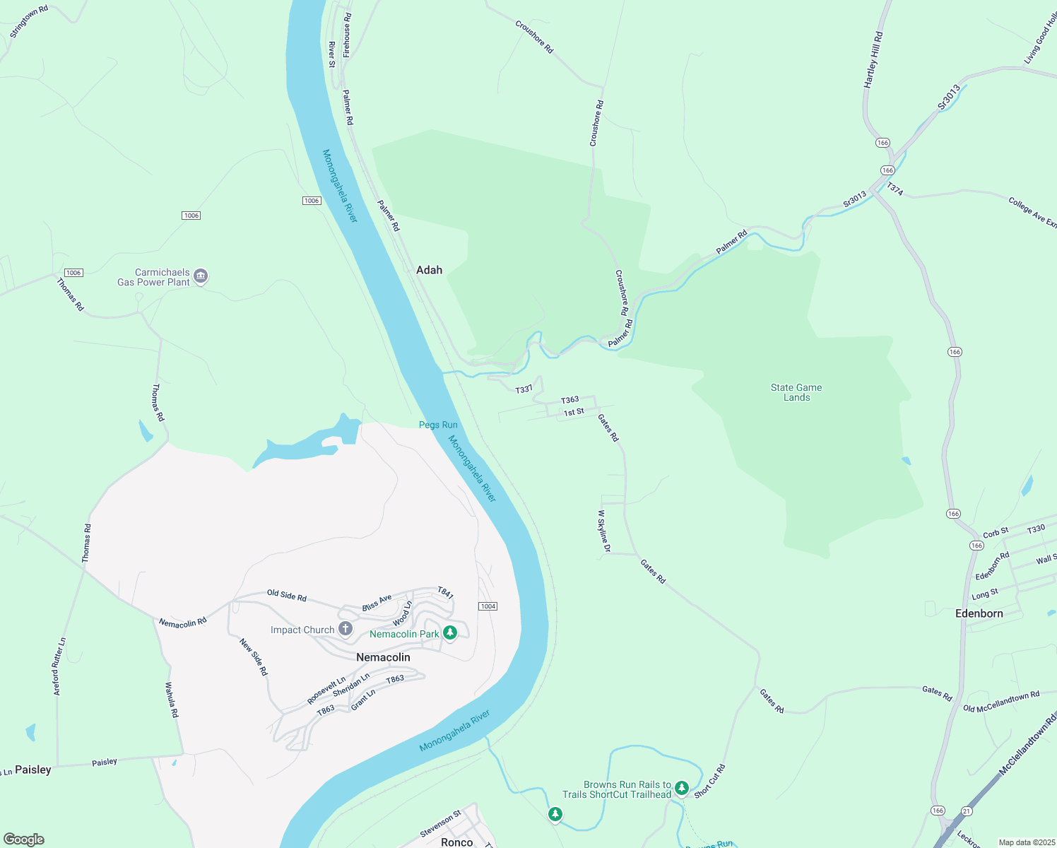 map of restaurants, bars, coffee shops, grocery stores, and more near 331 1st Street in Adah