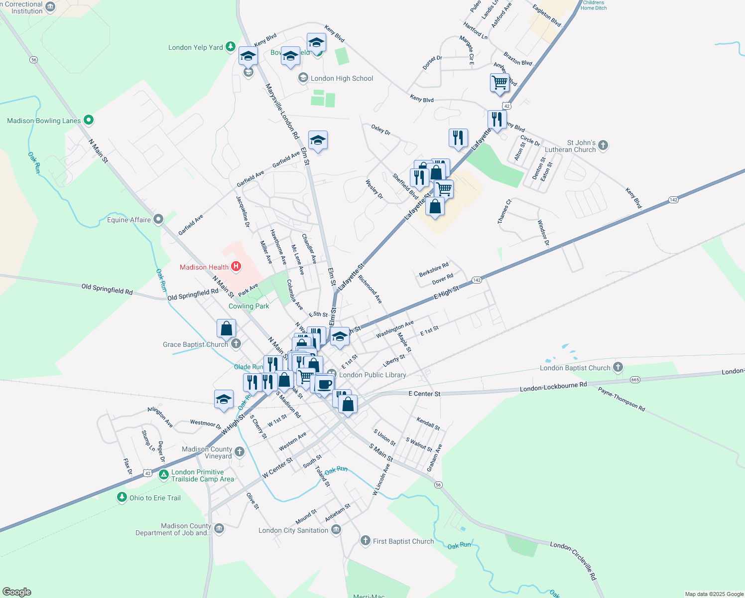 map of restaurants, bars, coffee shops, grocery stores, and more near 11 Richmond Ave in London