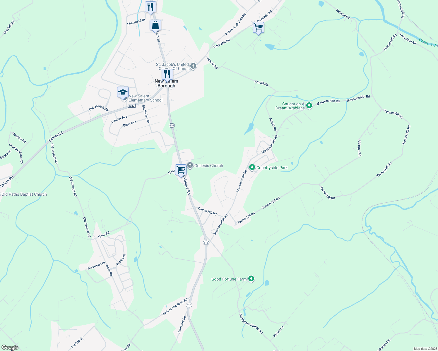map of restaurants, bars, coffee shops, grocery stores, and more near 1420 Whispering Springs Drive in York