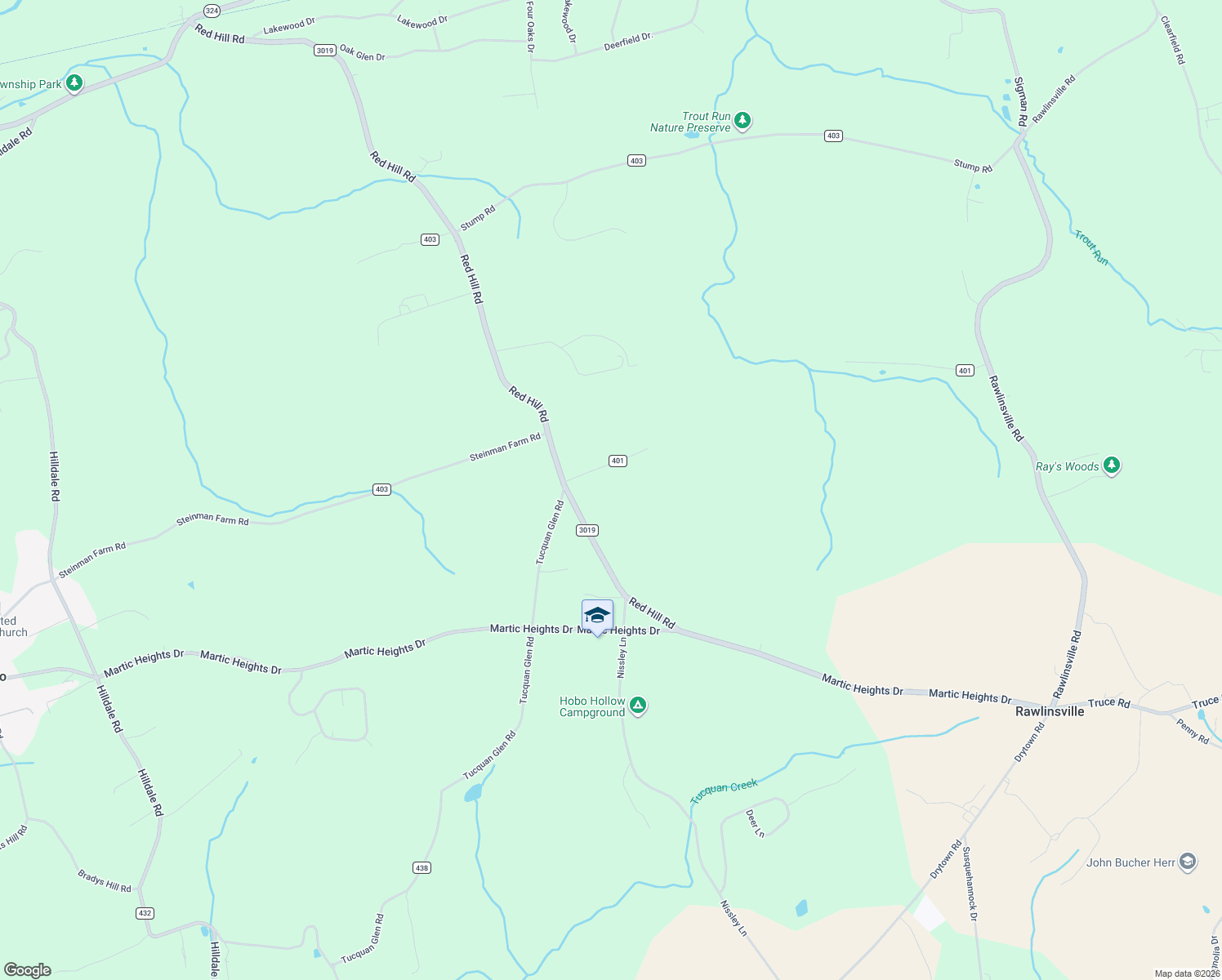 map of restaurants, bars, coffee shops, grocery stores, and more near 411 Red Hill Road in Holtwood