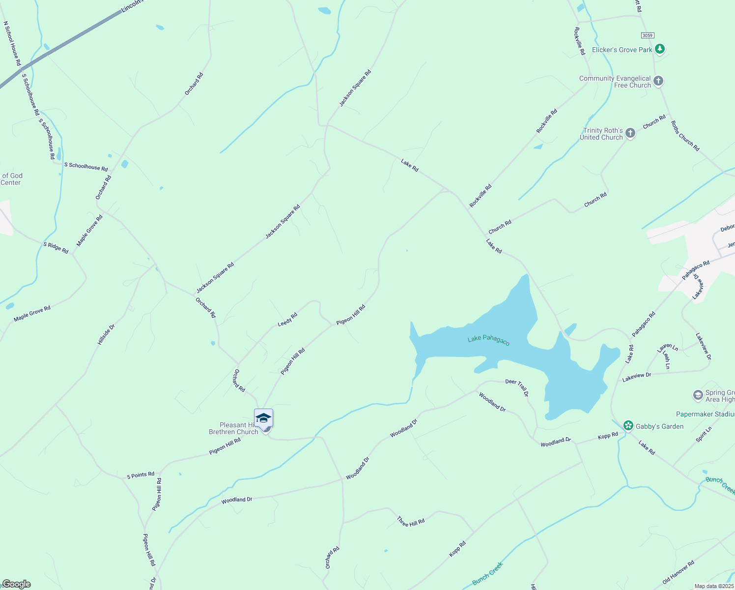 map of restaurants, bars, coffee shops, grocery stores, and more near 5342 Pigeon Hill Road in Spring Grove