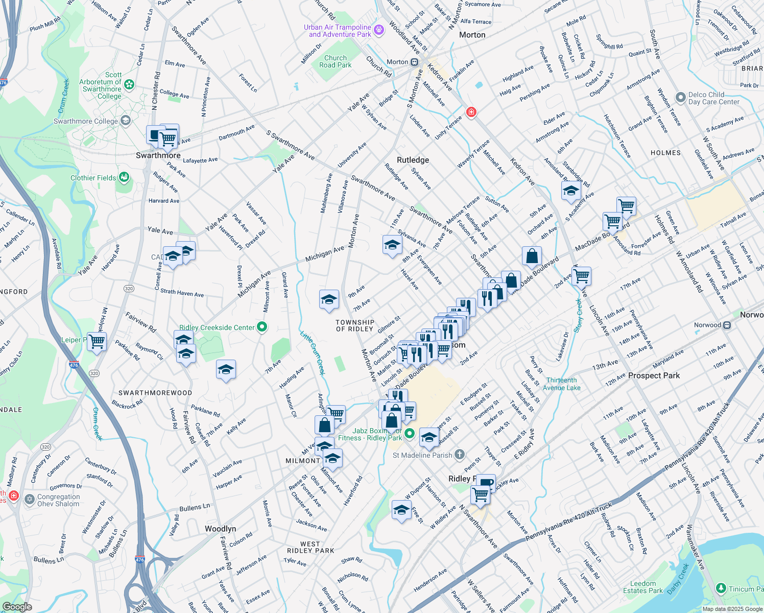 map of restaurants, bars, coffee shops, grocery stores, and more near 324 6th Ave in Folsom