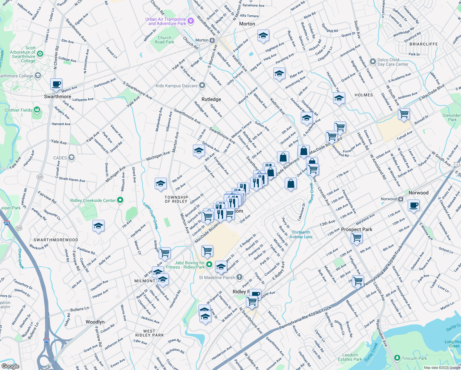 map of restaurants, bars, coffee shops, grocery stores, and more near 426 Fernwood Avenue in Folsom