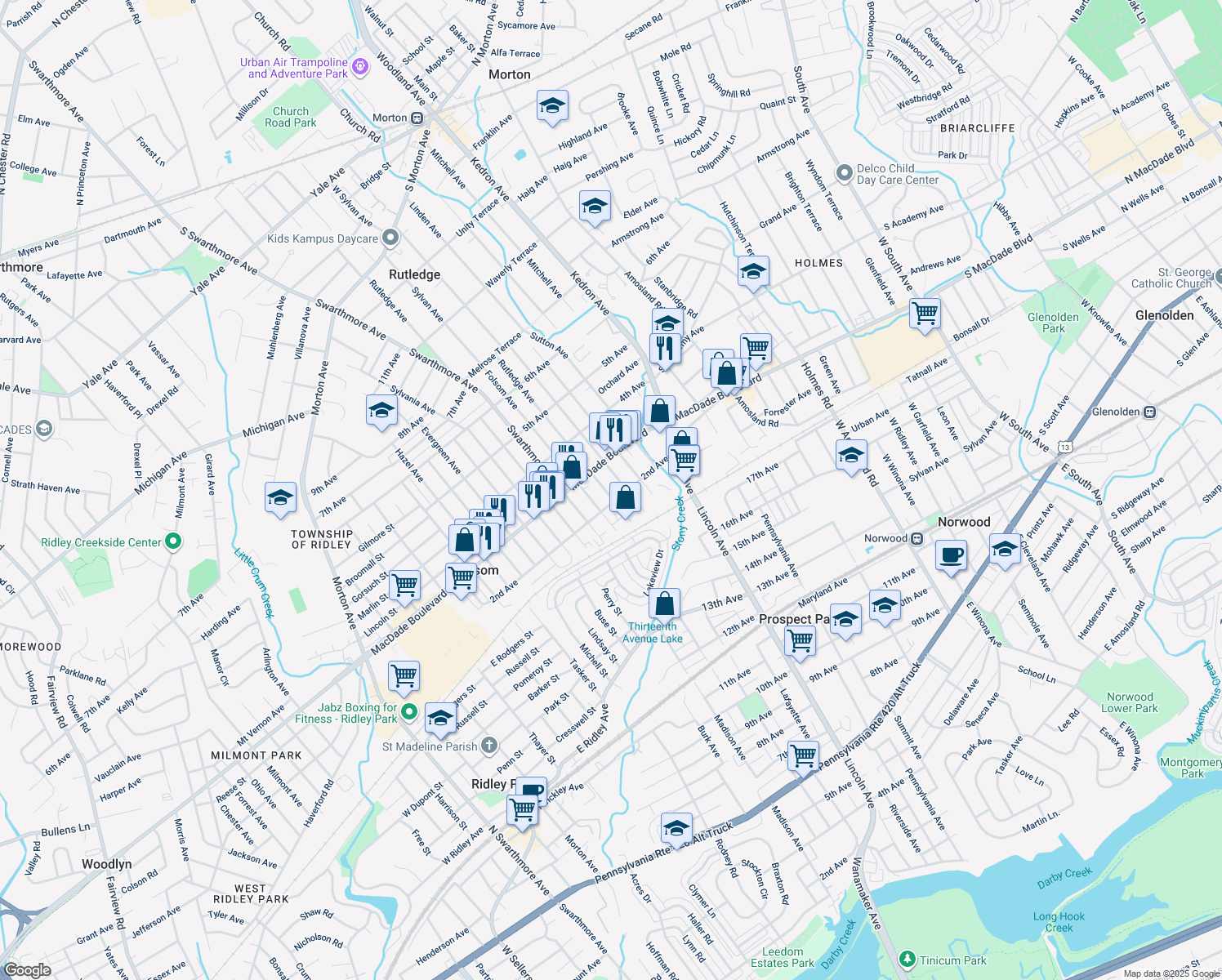 map of restaurants, bars, coffee shops, grocery stores, and more near 210 Rutledge Avenue in Folsom