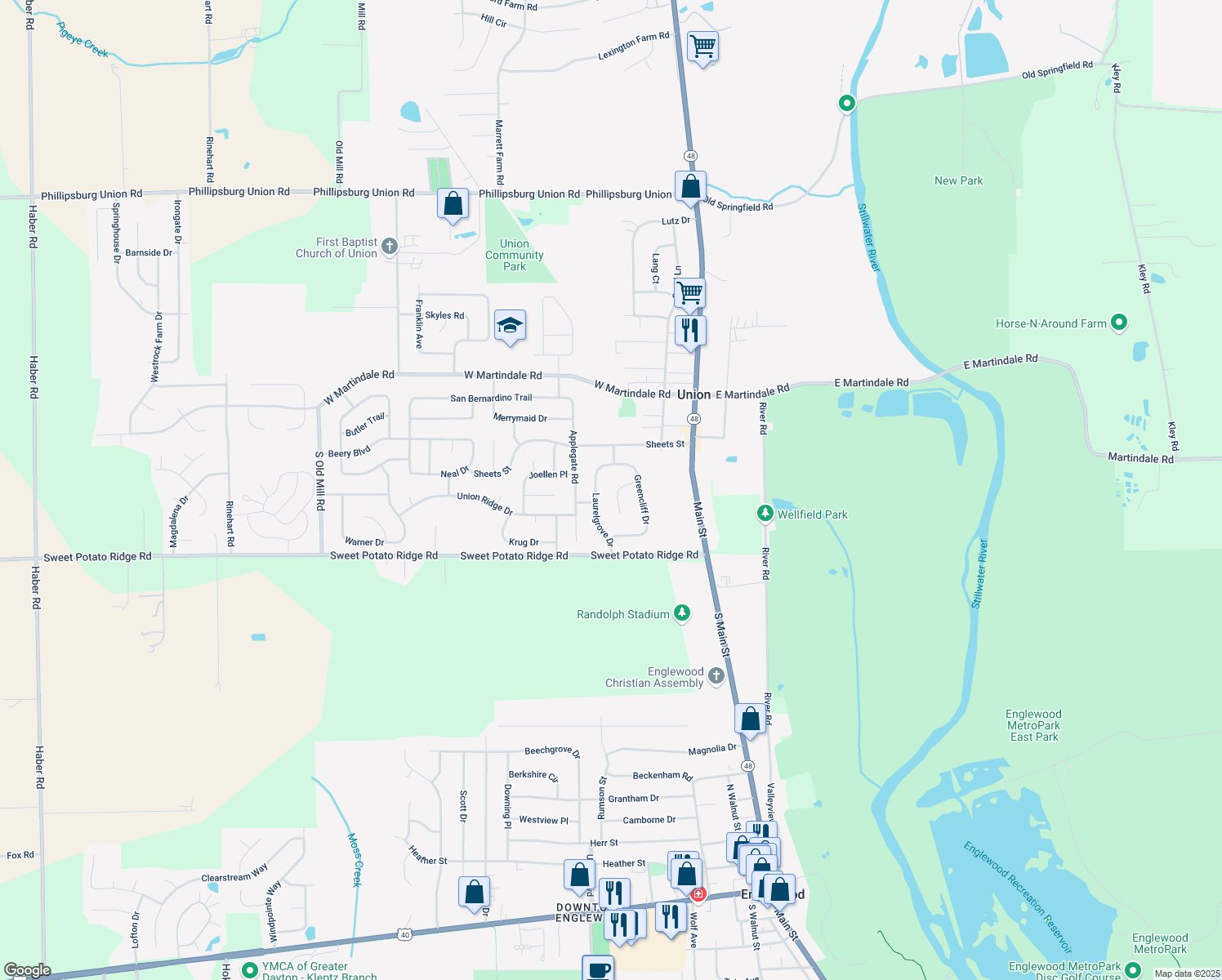 map of restaurants, bars, coffee shops, grocery stores, and more near 12 Hitching Post Rd in Englewood