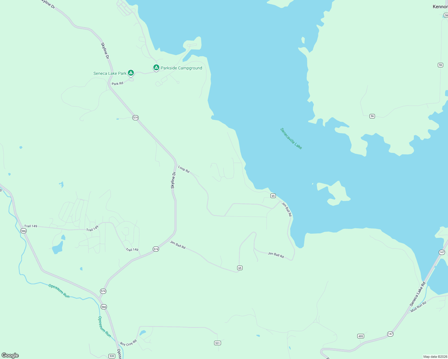 map of restaurants, bars, coffee shops, grocery stores, and more near 55249 Jim Ball Road in Senecaville