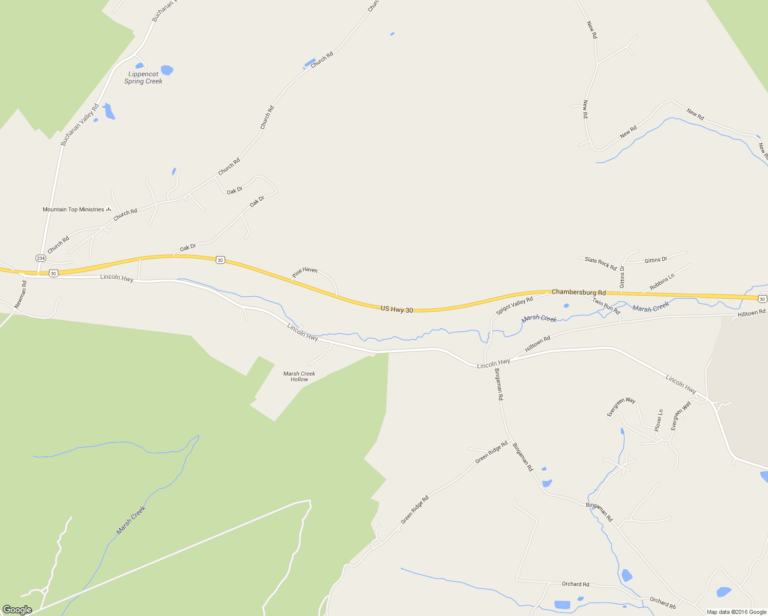 map of restaurants, bars, coffee shops, grocery stores, and more near 5111 Chambersburg Road in Orrtanna