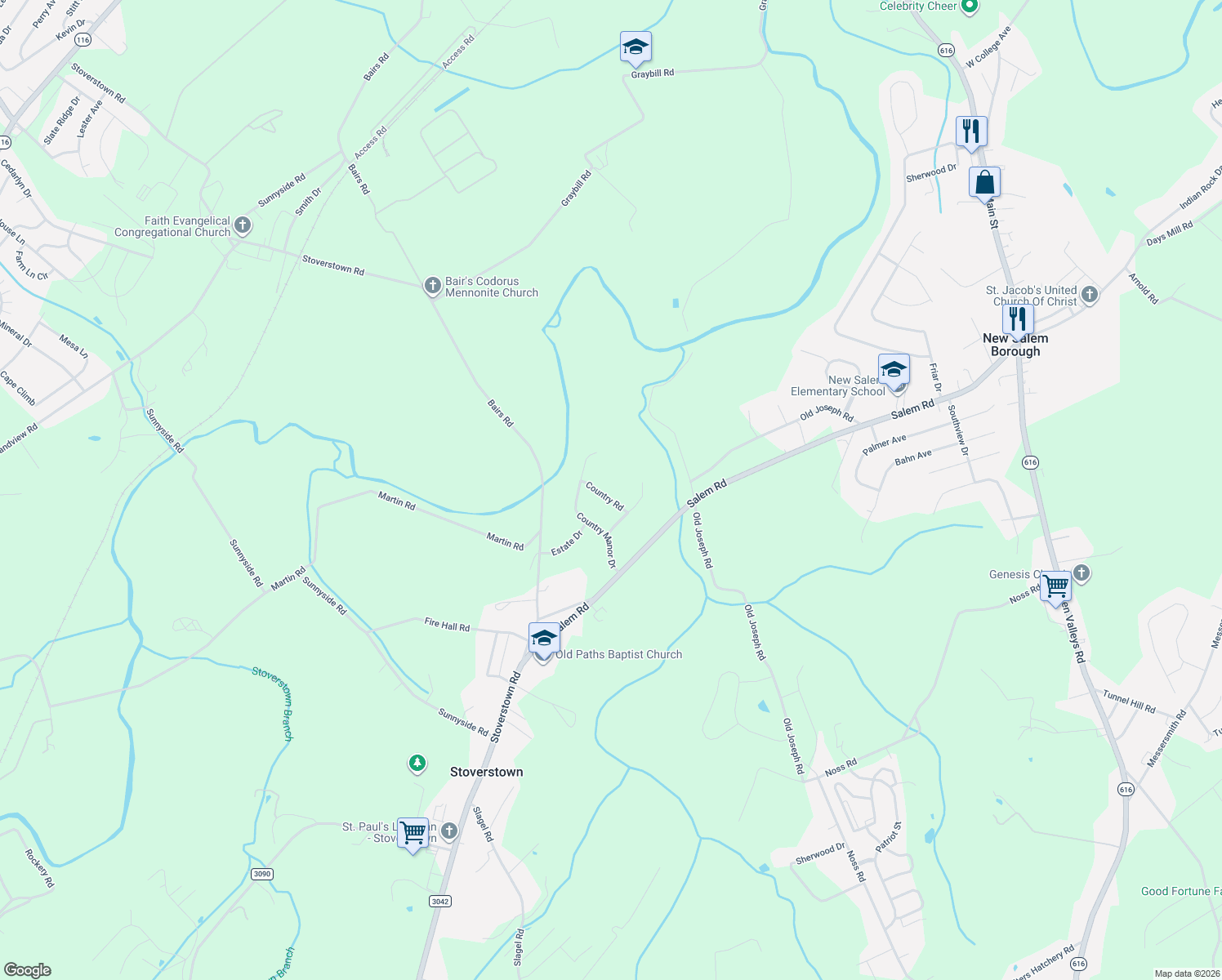 map of restaurants, bars, coffee shops, grocery stores, and more near 1749 Country Road in York