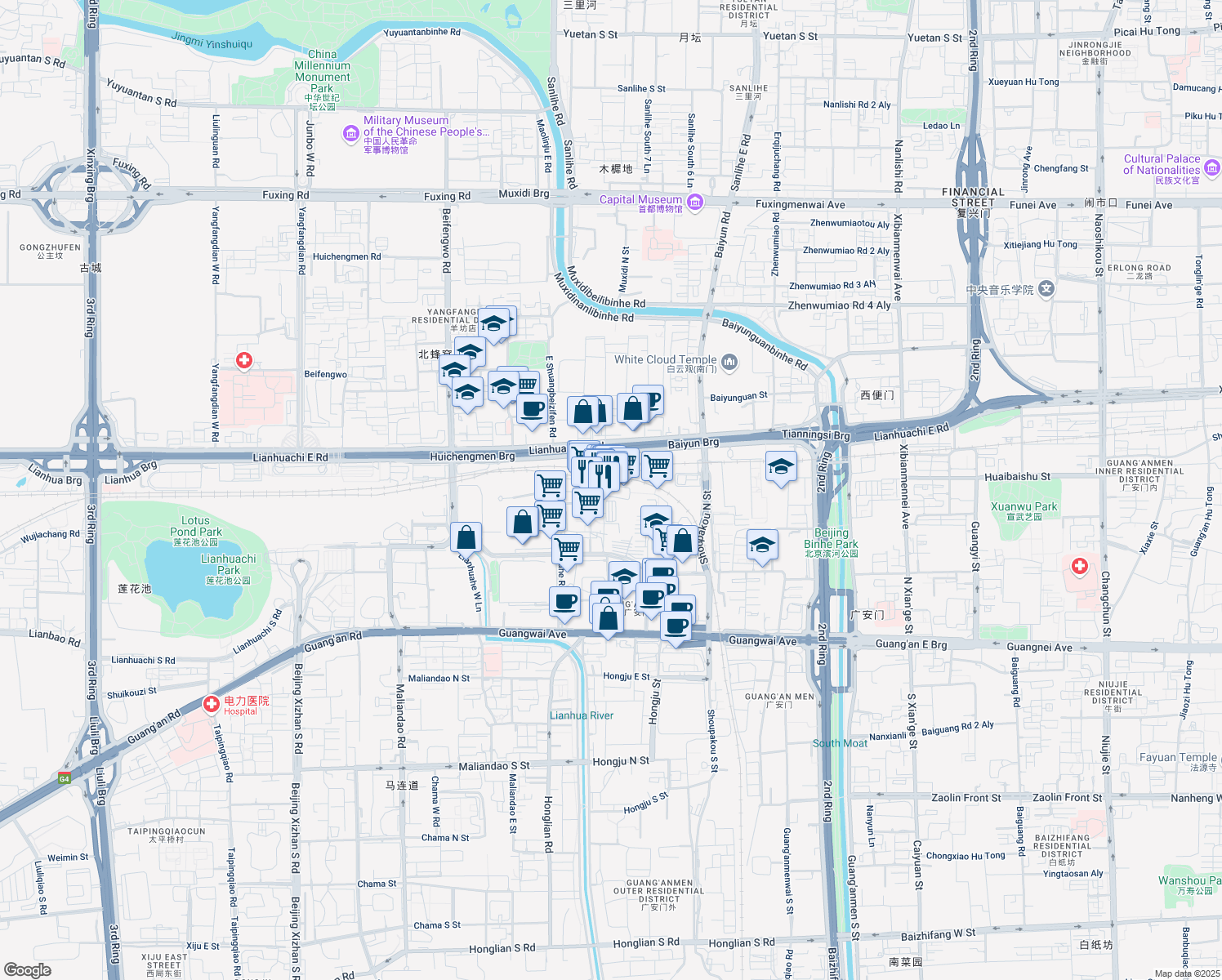 map of restaurants, bars, coffee shops, grocery stores, and more near in Beijing