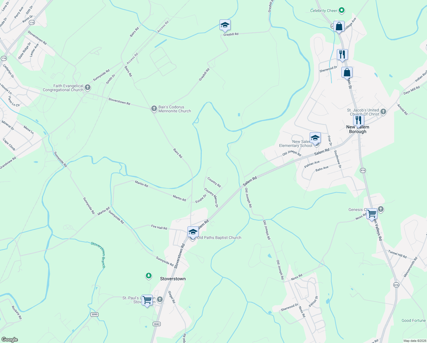 map of restaurants, bars, coffee shops, grocery stores, and more near 1703 Country Manor Drive in York