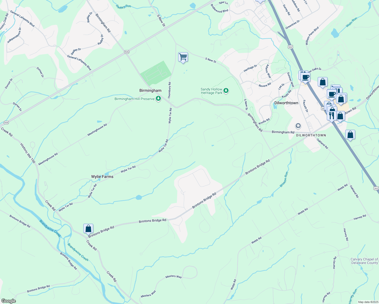map of restaurants, bars, coffee shops, grocery stores, and more near 300 Firethorne Drive in West Chester