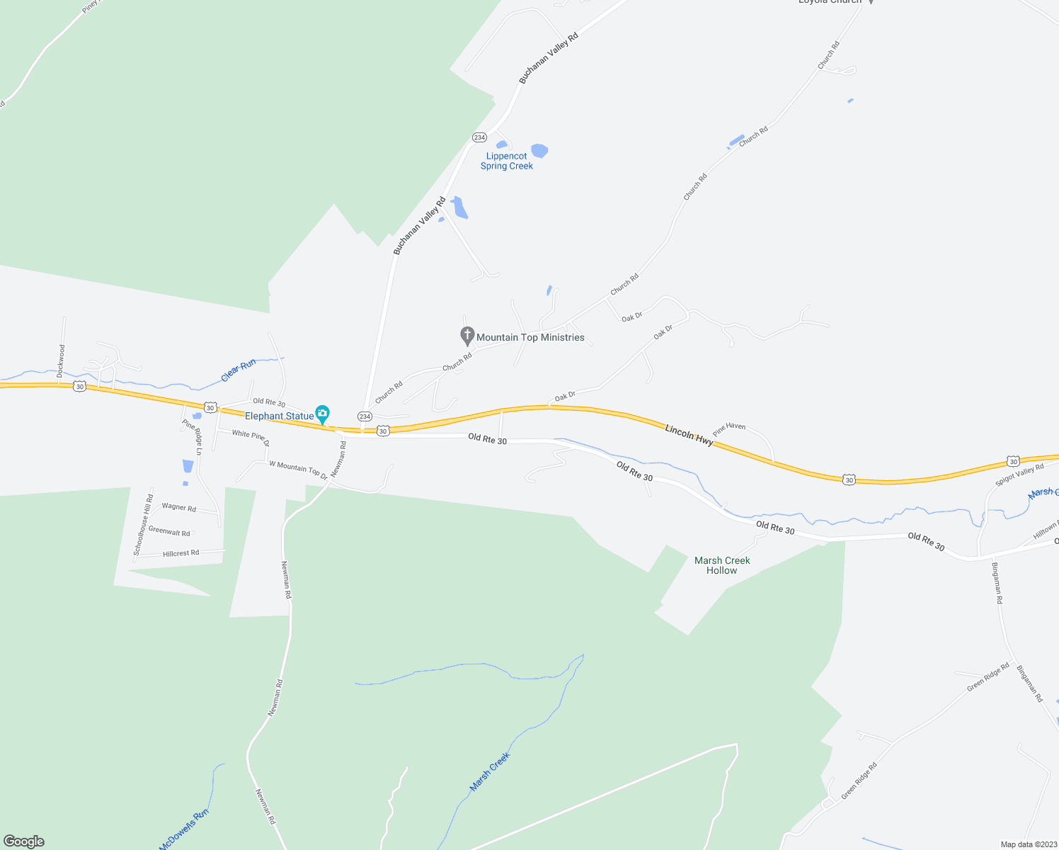 map of restaurants, bars, coffee shops, grocery stores, and more near 3015 Old Route 30 in Orrtanna