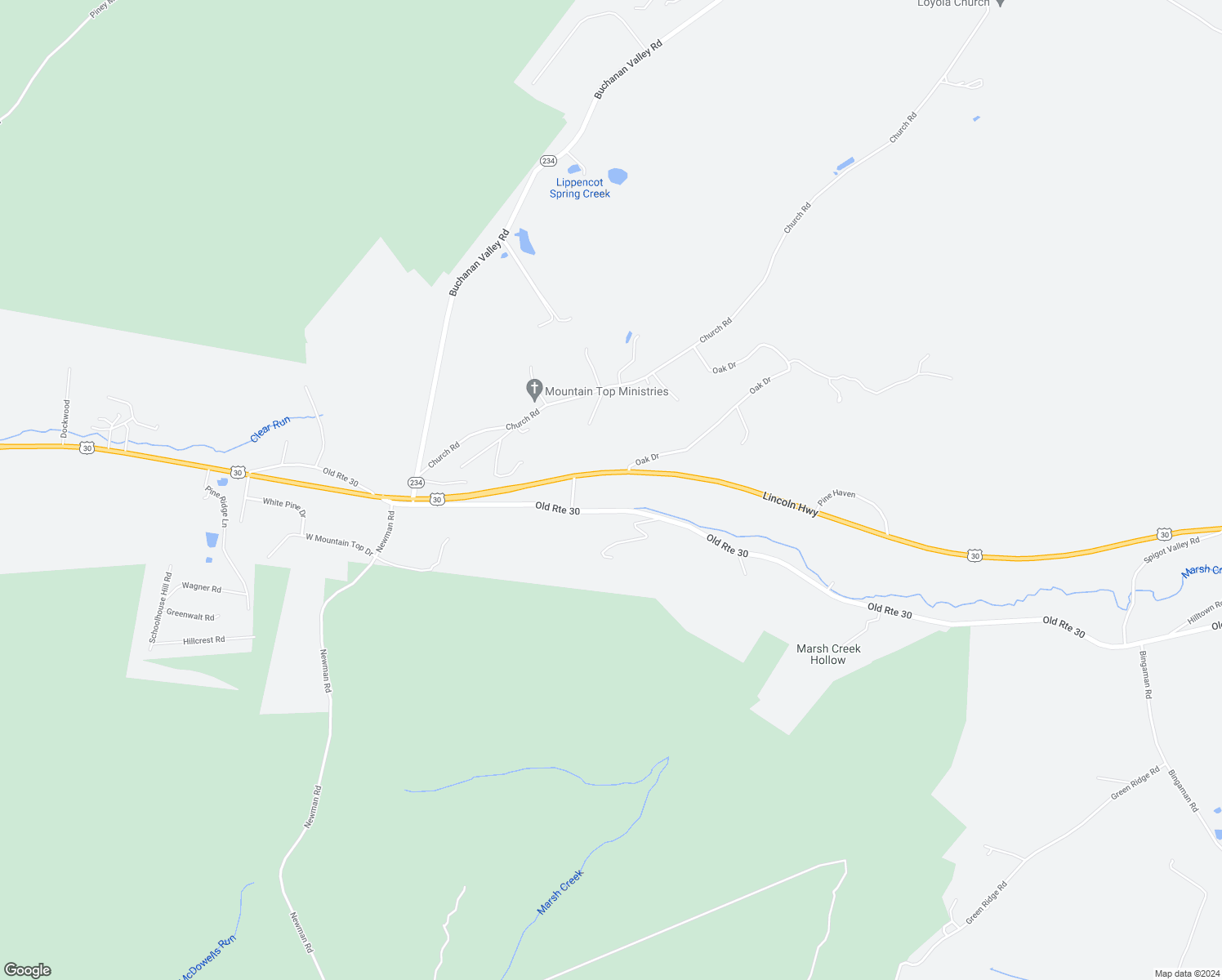 map of restaurants, bars, coffee shops, grocery stores, and more near 3015 Old Route 30 in Orrtanna