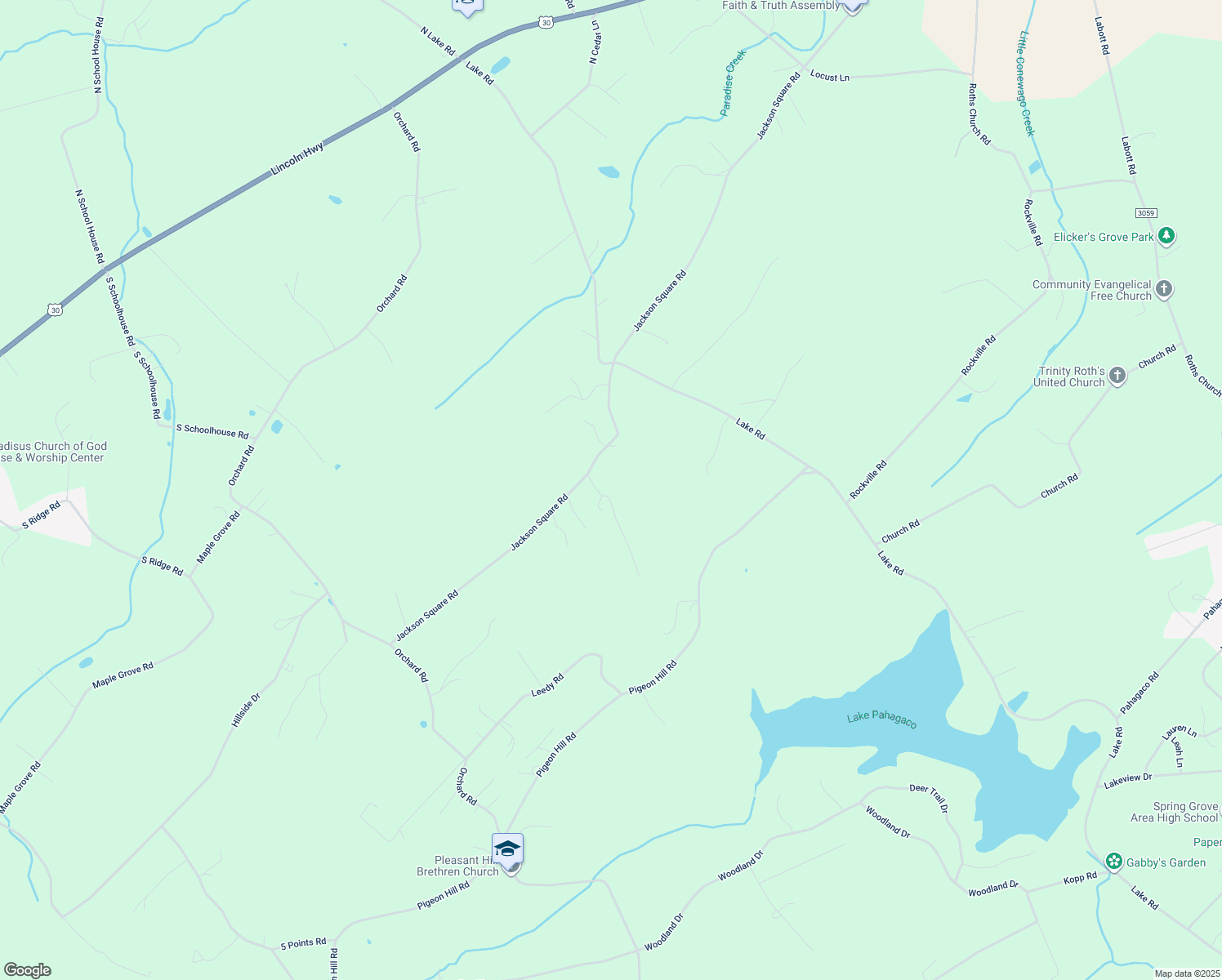map of restaurants, bars, coffee shops, grocery stores, and more near 985 Jackson Square Road in Spring Grove
