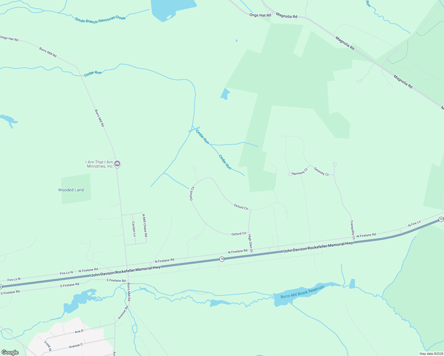 map of restaurants, bars, coffee shops, grocery stores, and more near 33 Oxford Circle in Southampton Township