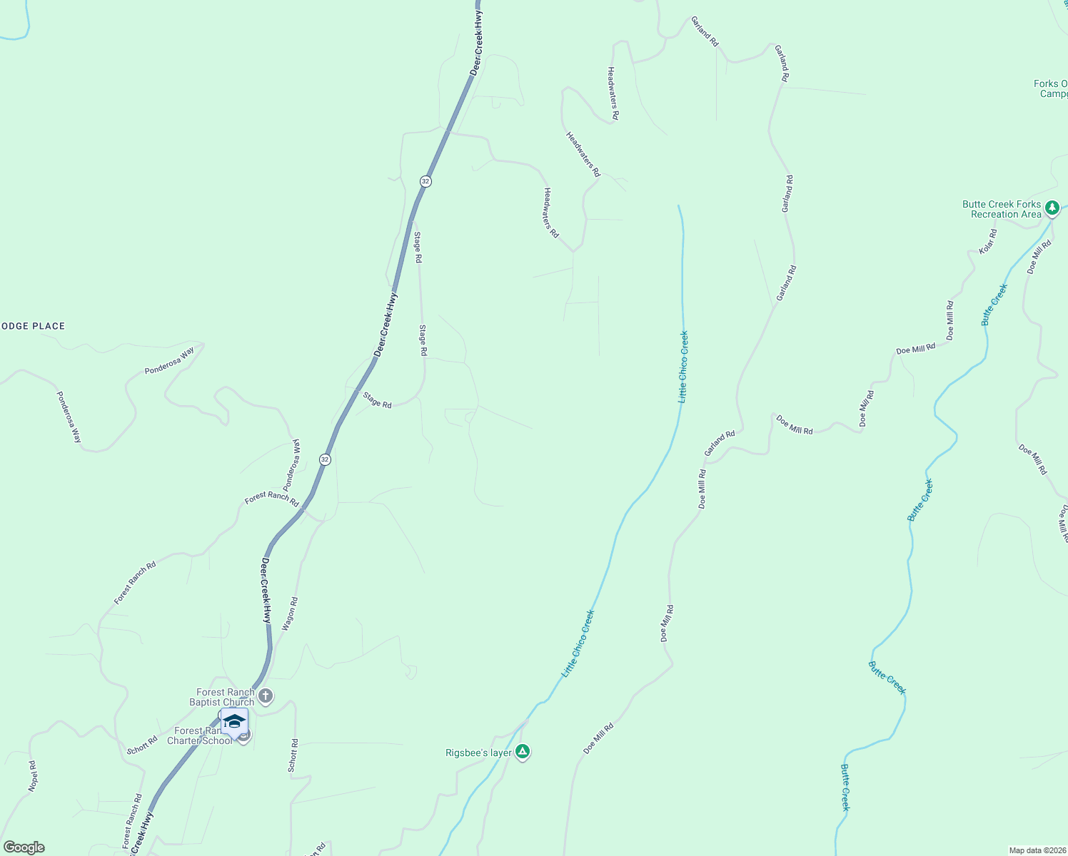 map of restaurants, bars, coffee shops, grocery stores, and more near 5254 Burgundy Lane in Forest Ranch