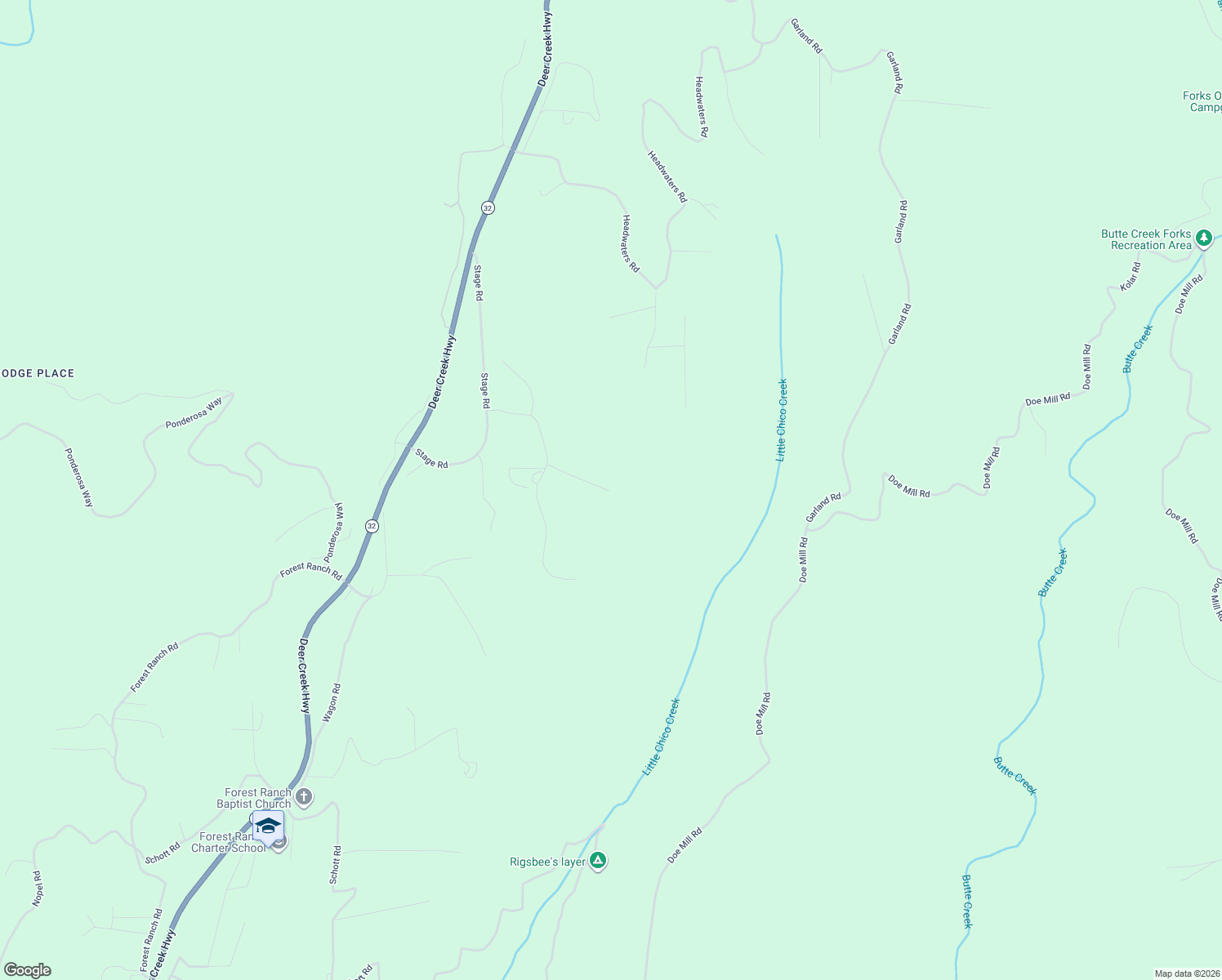 map of restaurants, bars, coffee shops, grocery stores, and more near Burgundy Lane in Forest Ranch