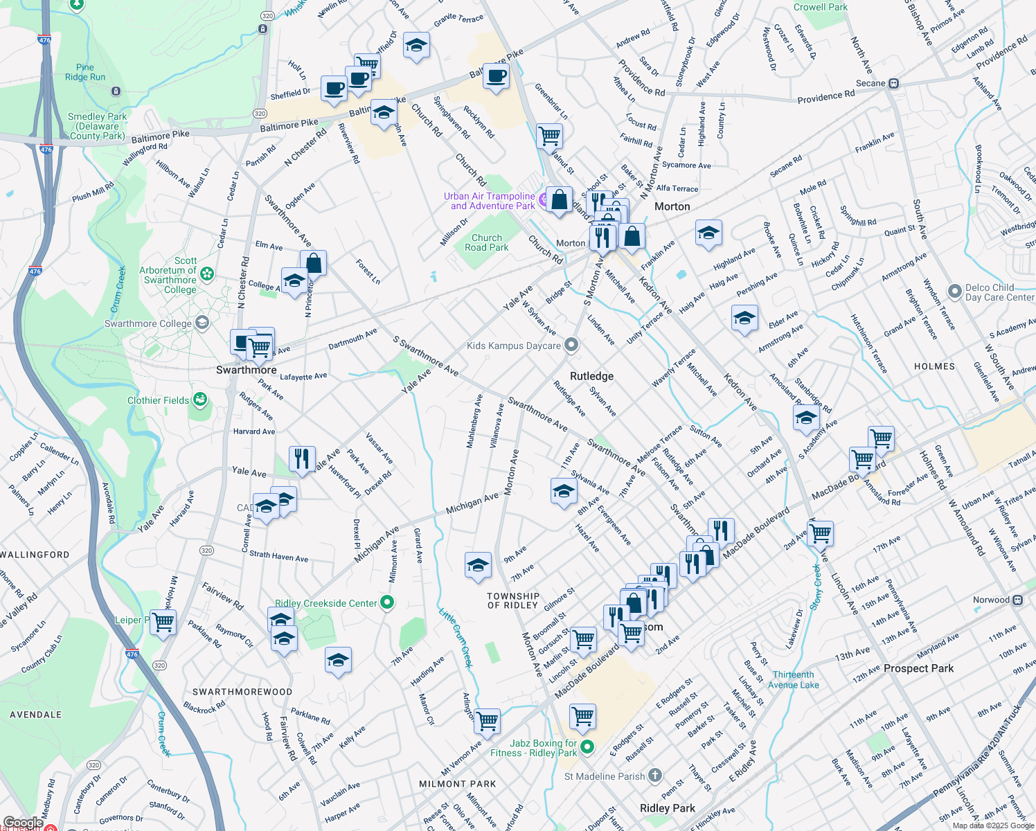 map of restaurants, bars, coffee shops, grocery stores, and more near 1149 Morton Avenue in Folsom