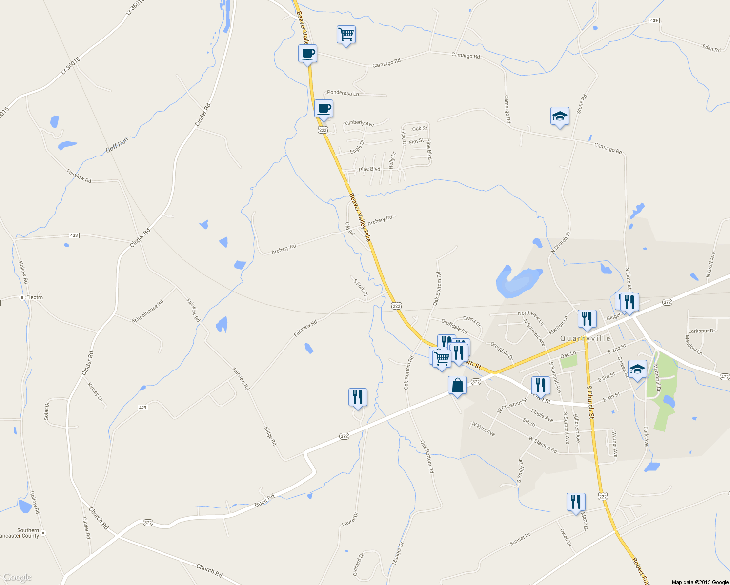 map of restaurants, bars, coffee shops, grocery stores, and more near 29 South Fork Place in New Providence
