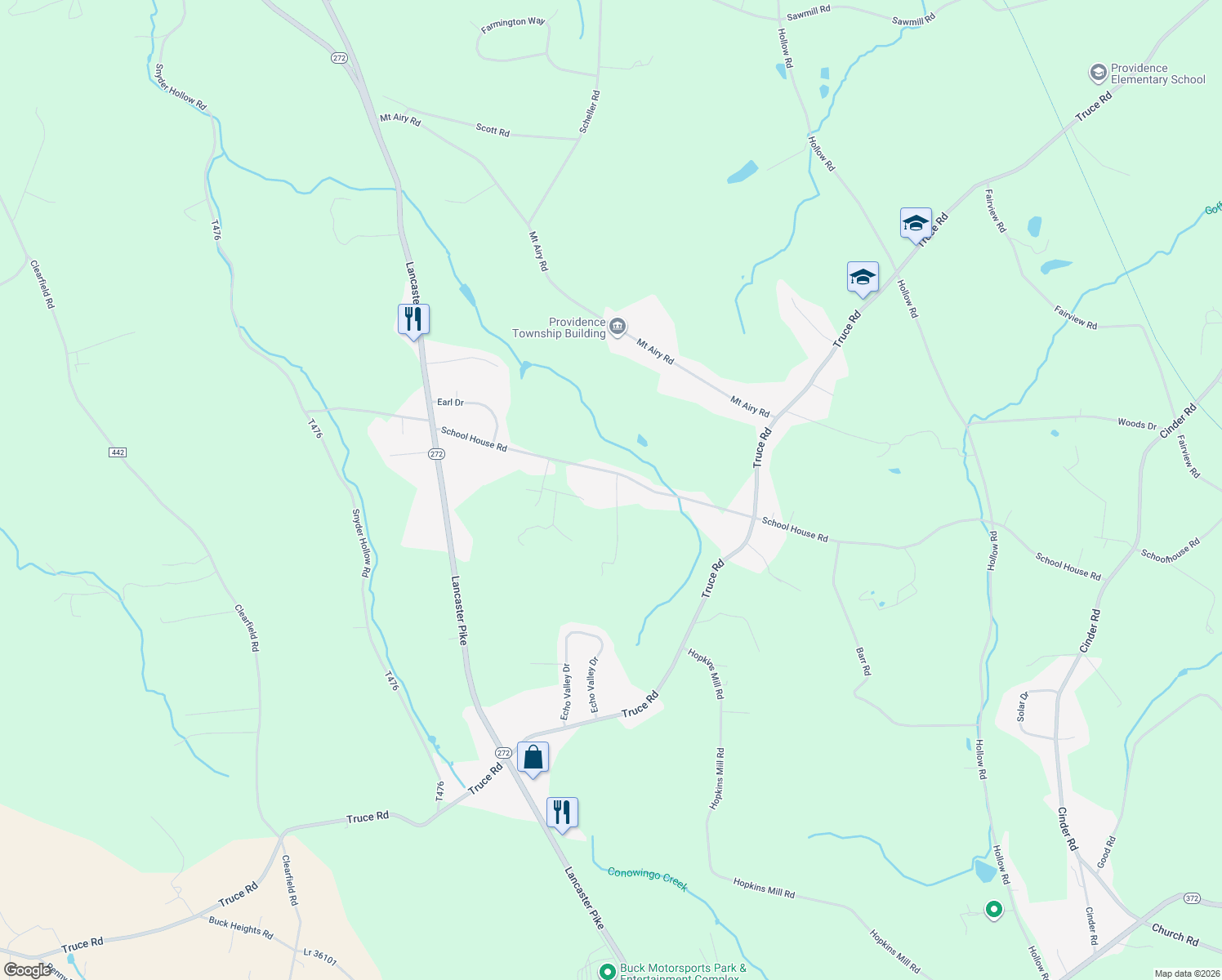 map of restaurants, bars, coffee shops, grocery stores, and more near 366 School House Road in New Providence
