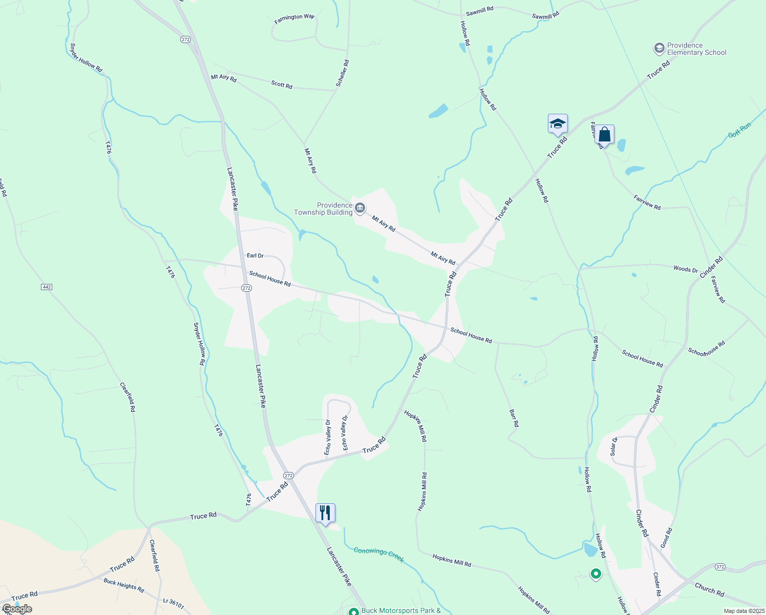 map of restaurants, bars, coffee shops, grocery stores, and more near 343 School House Road in New Providence