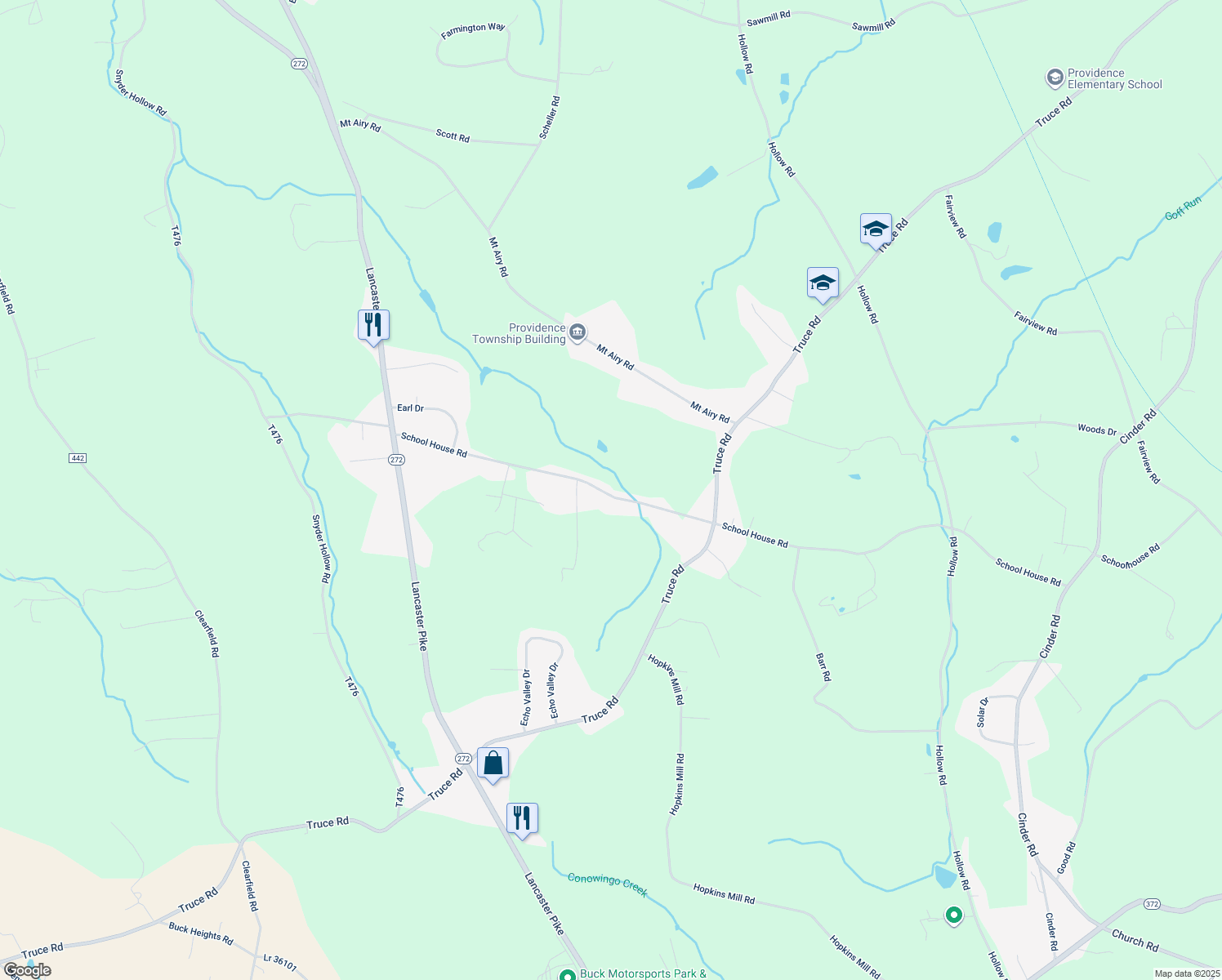 map of restaurants, bars, coffee shops, grocery stores, and more near 343 School House Road in New Providence