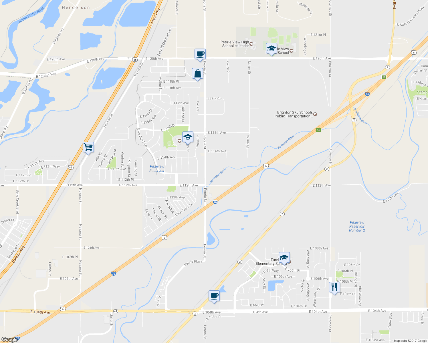 map of restaurants, bars, coffee shops, grocery stores, and more near 11230 Peoria Street in Henderson