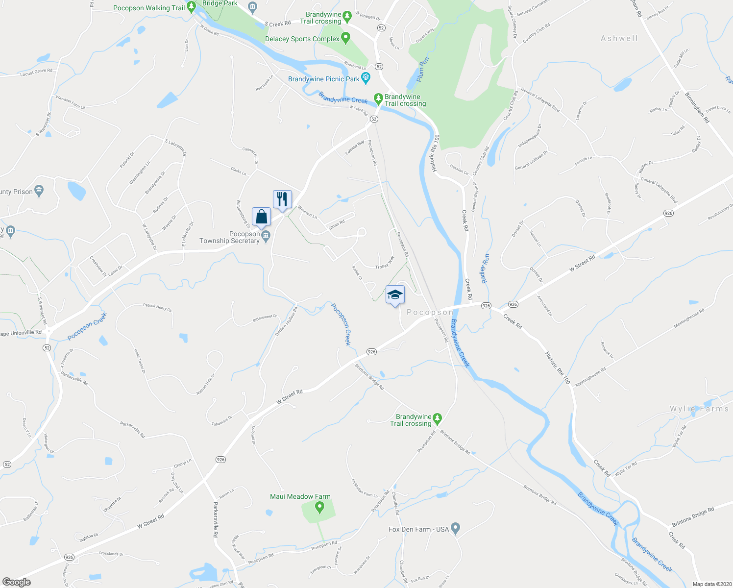 map of restaurants, bars, coffee shops, grocery stores, and more near 529 Radek Court in West Chester