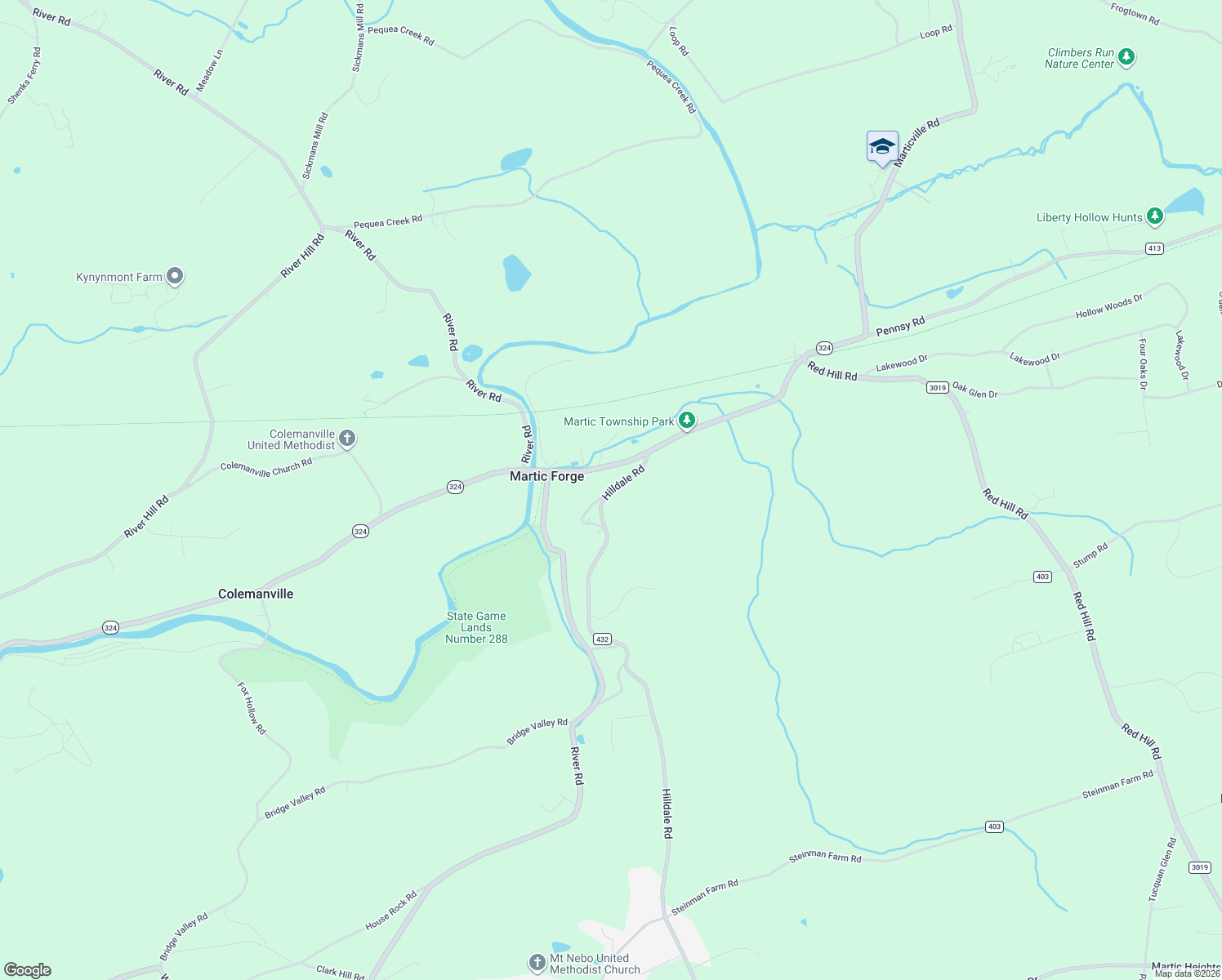 map of restaurants, bars, coffee shops, grocery stores, and more near 40 Hilldale Road in Pequea