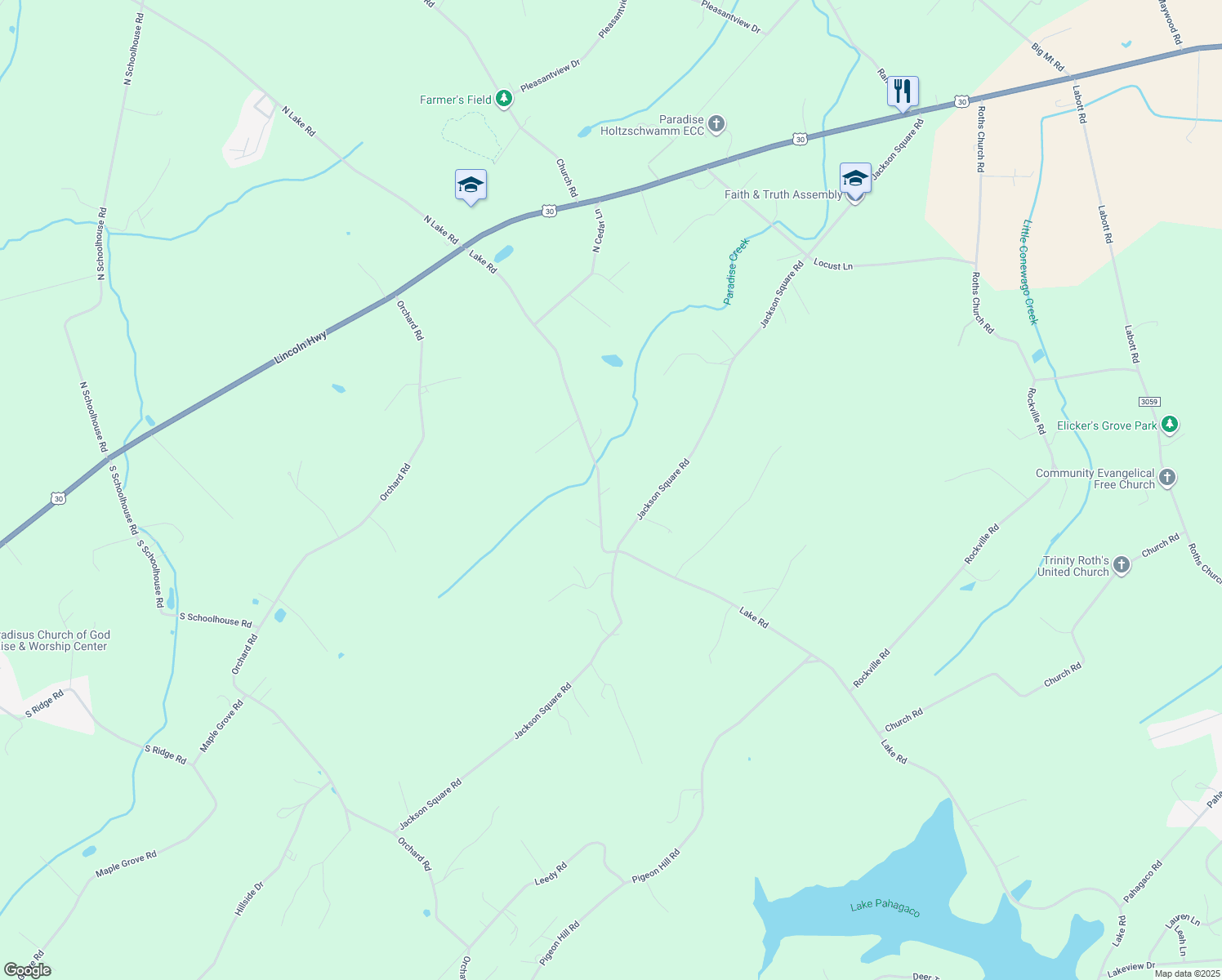 map of restaurants, bars, coffee shops, grocery stores, and more near 333 Lake Road in Spring Grove
