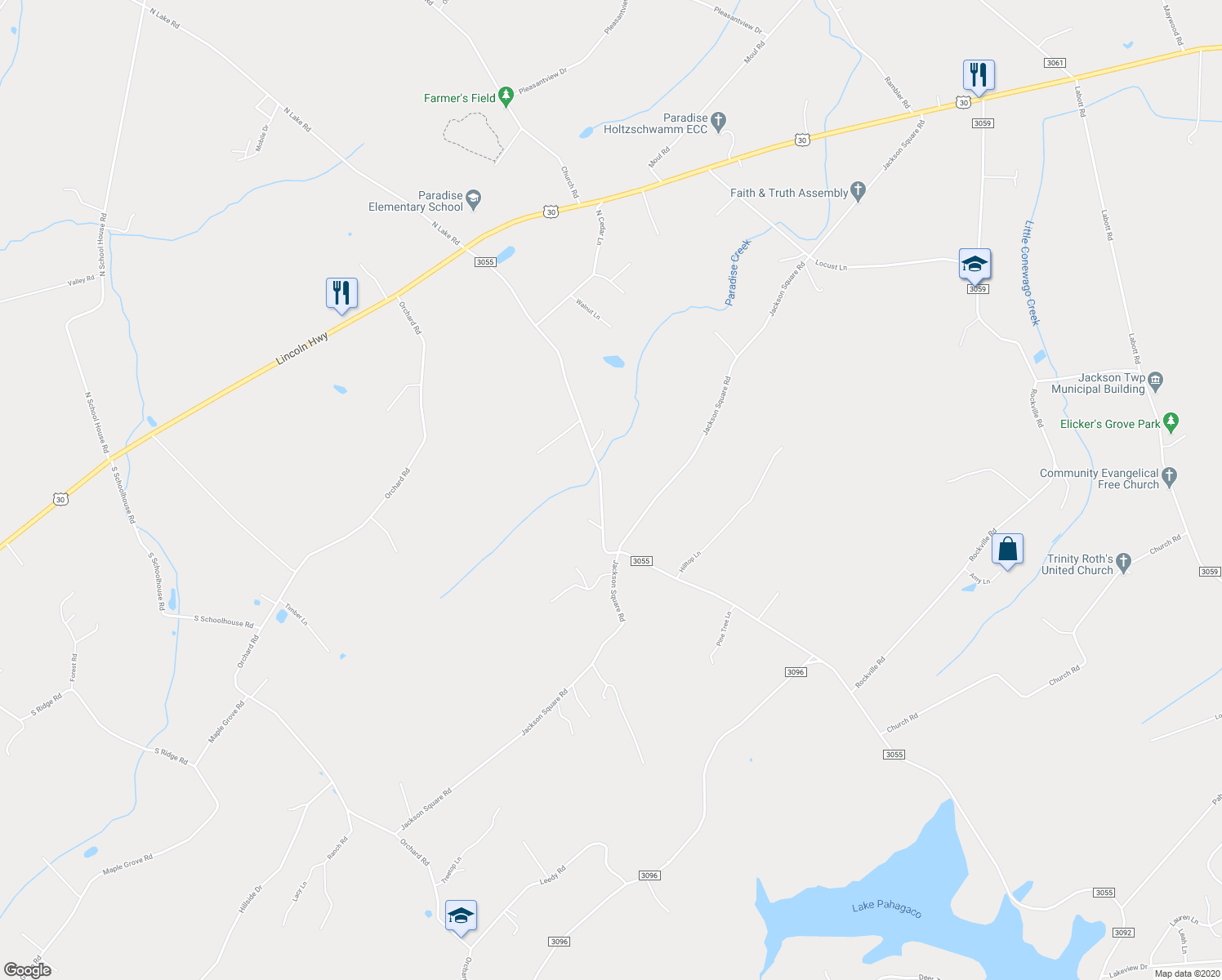 map of restaurants, bars, coffee shops, grocery stores, and more near 333 Lake Road in Spring Grove