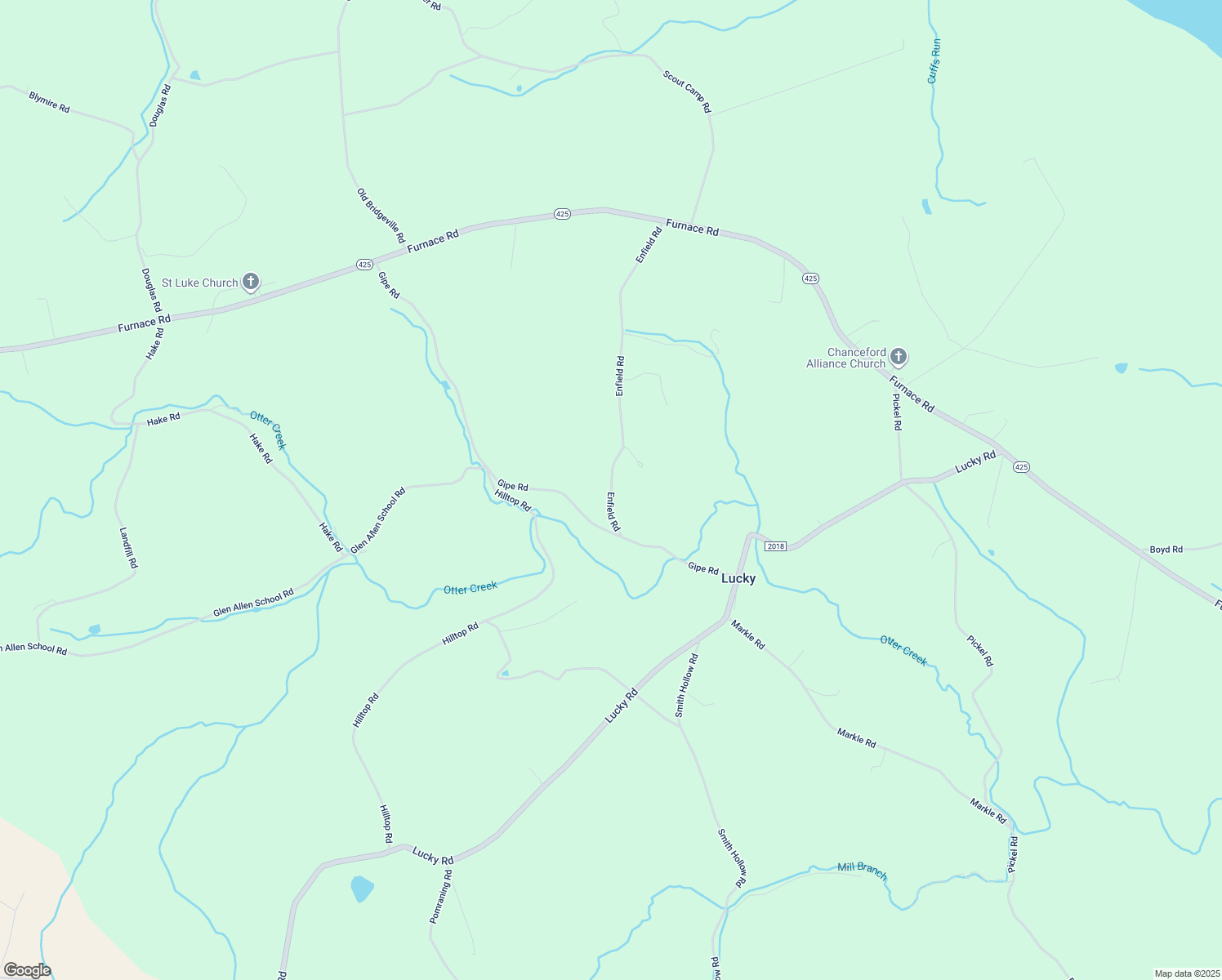 map of restaurants, bars, coffee shops, grocery stores, and more near 10682 Enfield Road in Felton