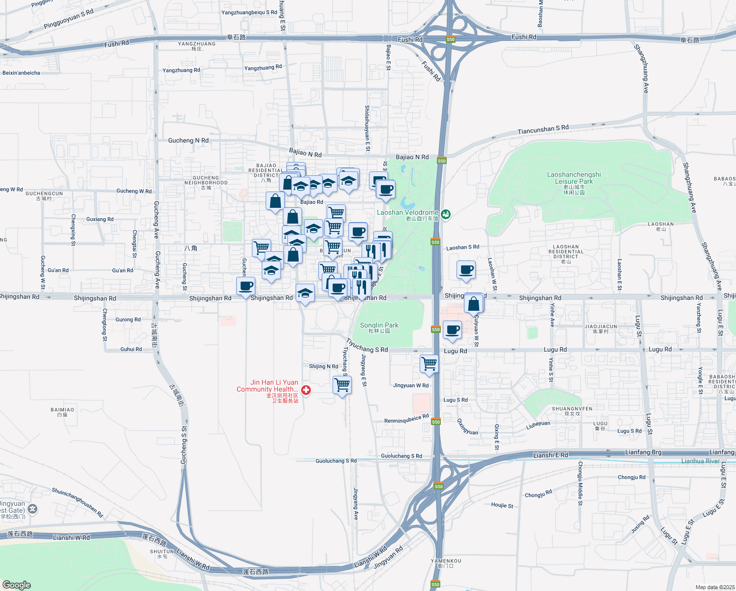 map of restaurants, bars, coffee shops, grocery stores, and more near in 