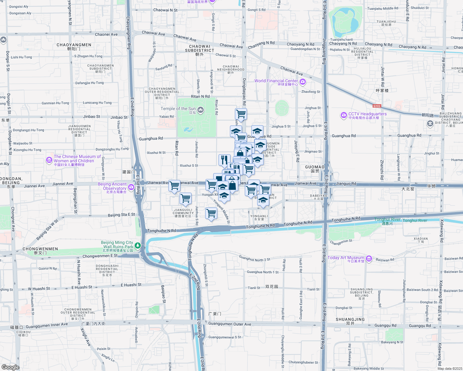 map of restaurants, bars, coffee shops, grocery stores, and more near in 