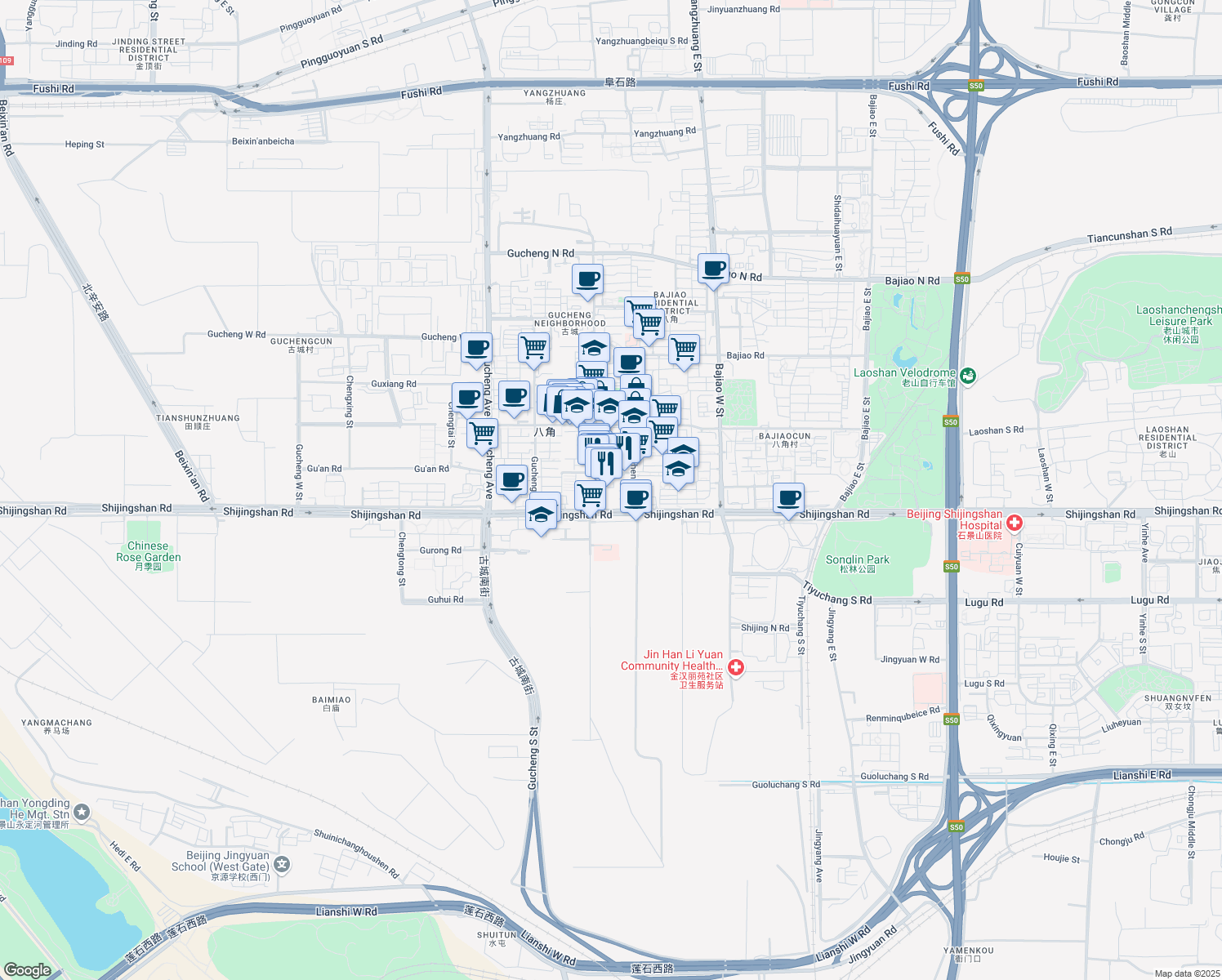 map of restaurants, bars, coffee shops, grocery stores, and more near in 