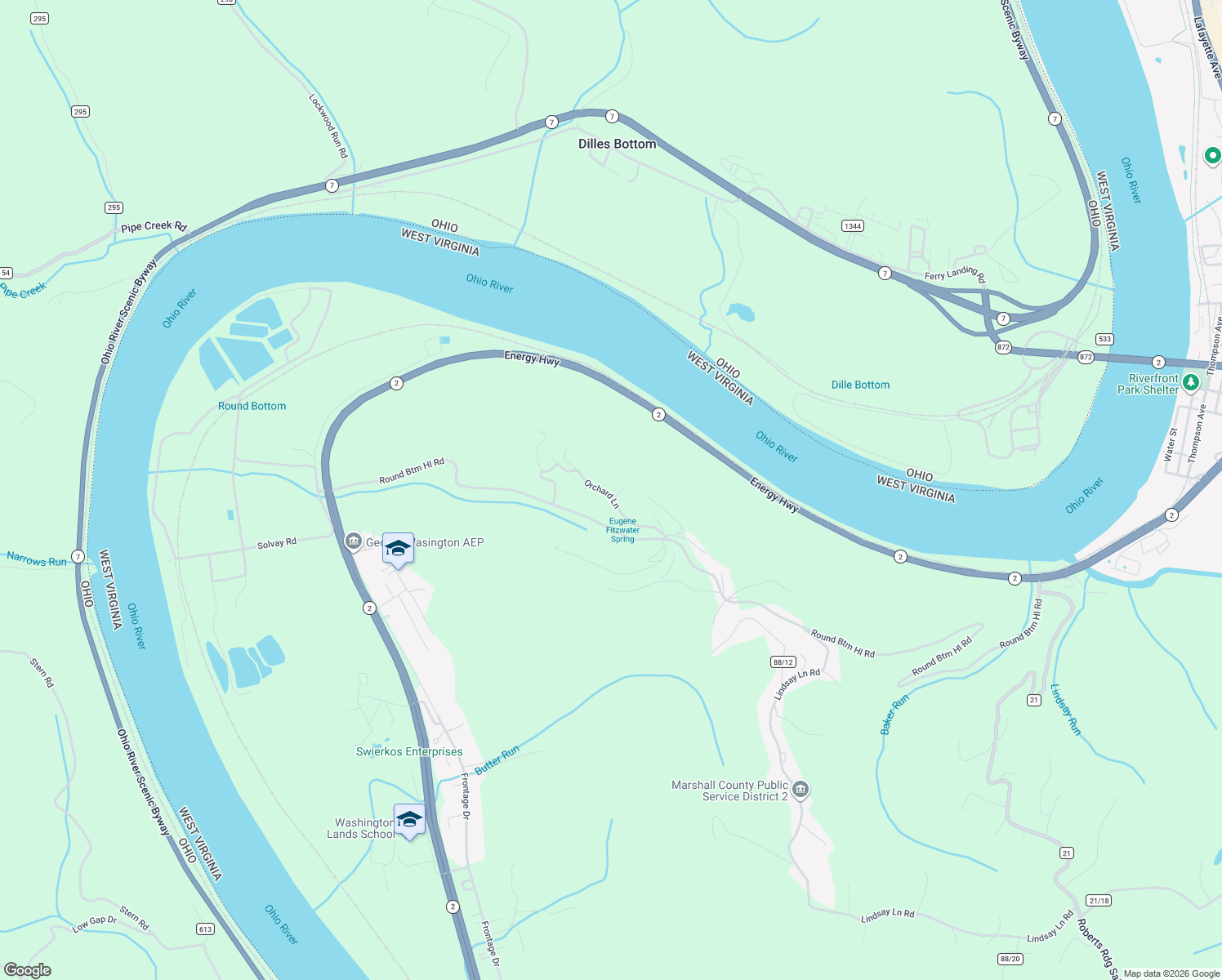 map of restaurants, bars, coffee shops, grocery stores, and more near 245 Orchard Lane in Moundsville