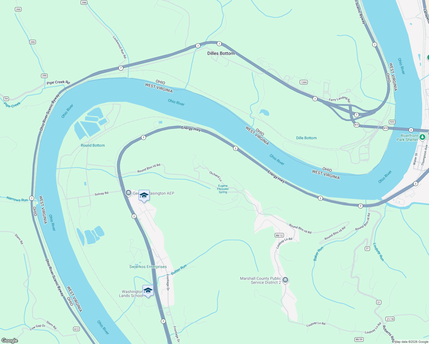 map of restaurants, bars, coffee shops, grocery stores, and more near 245 Orchard Lane in Moundsville