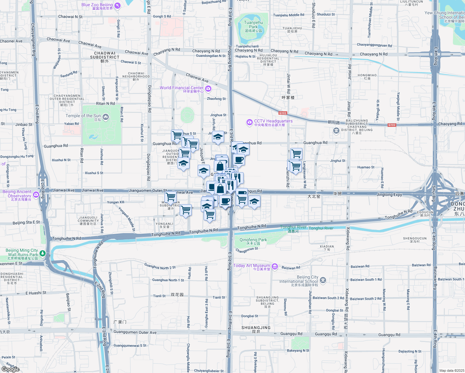 map of restaurants, bars, coffee shops, grocery stores, and more near in 