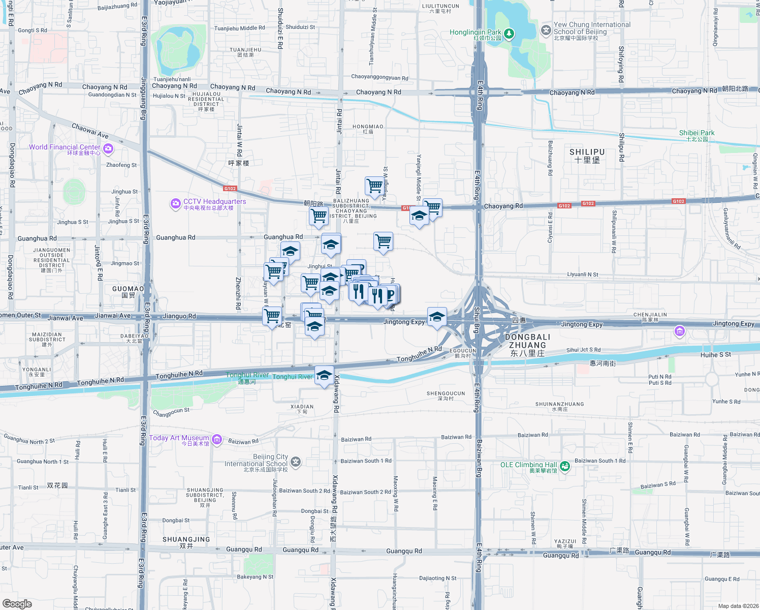 map of restaurants, bars, coffee shops, grocery stores, and more near in 