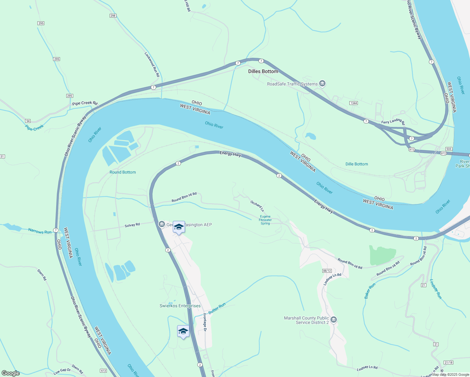 map of restaurants, bars, coffee shops, grocery stores, and more near 247 Orchard Lane in Moundsville
