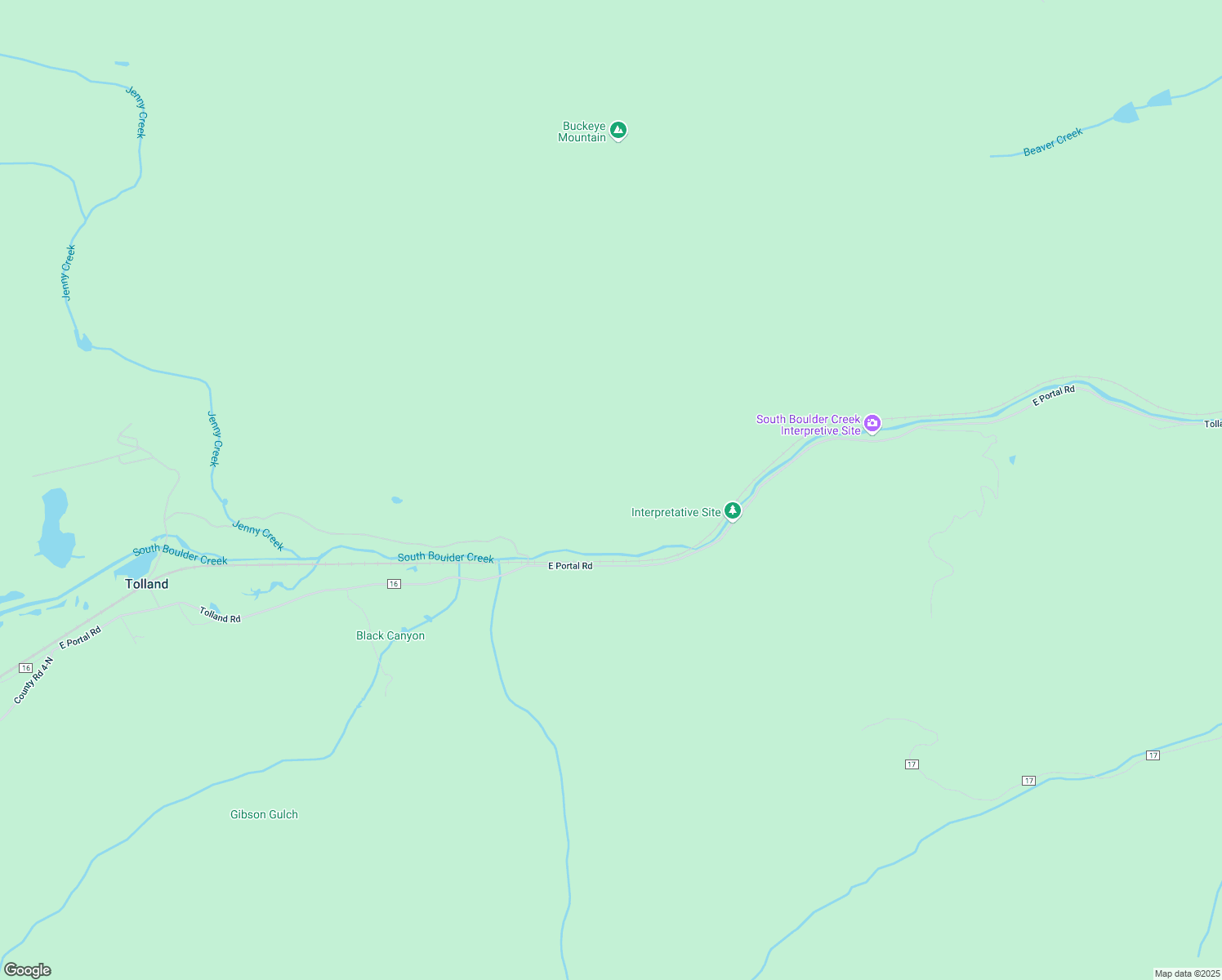 map of restaurants, bars, coffee shops, grocery stores, and more near East Portal Road in Black Hawk