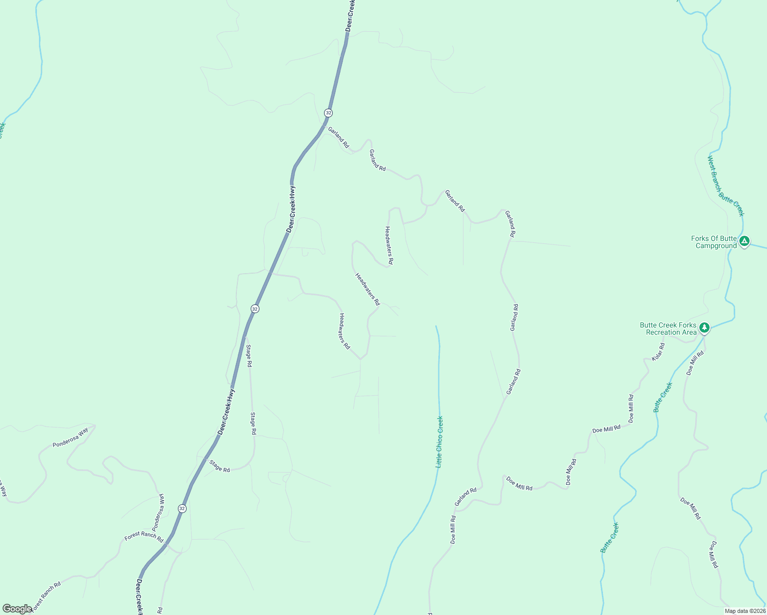 map of restaurants, bars, coffee shops, grocery stores, and more near 5438 Headwaters Road in Forest Ranch